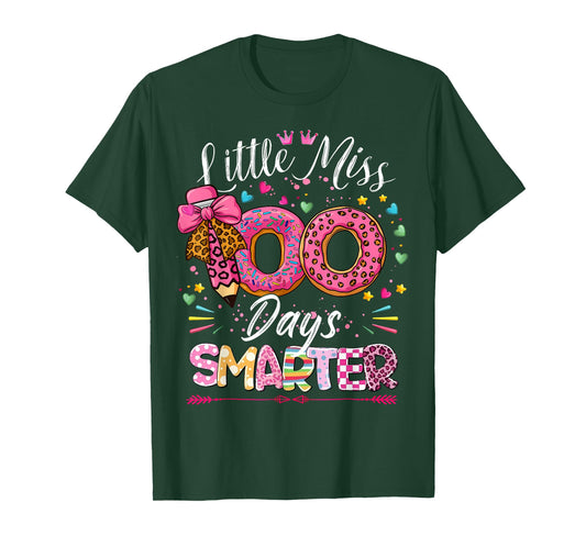 Little Miss 100 Days Smarter Kids Girls 100th Day of School T-Shirt
