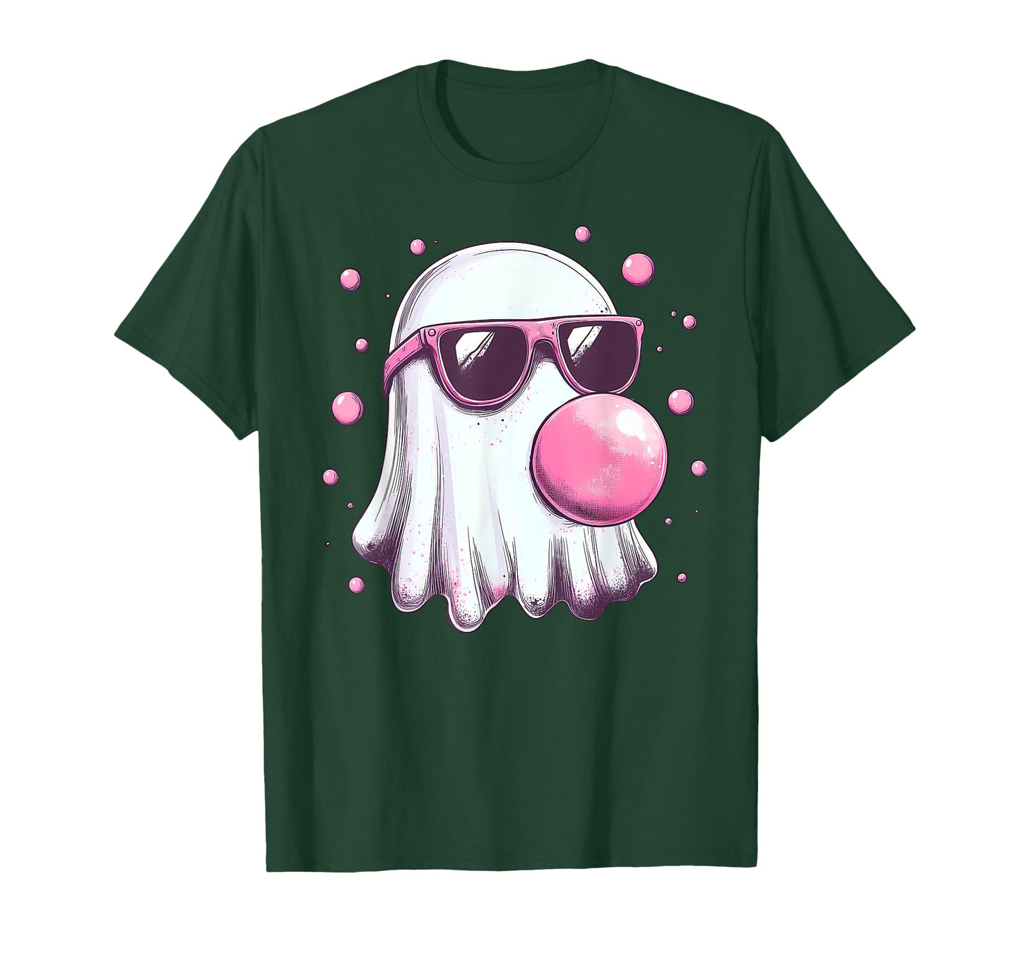 Cute Pink Ghost Bubble Gum Halloween Costume Women Kids T-Shirt