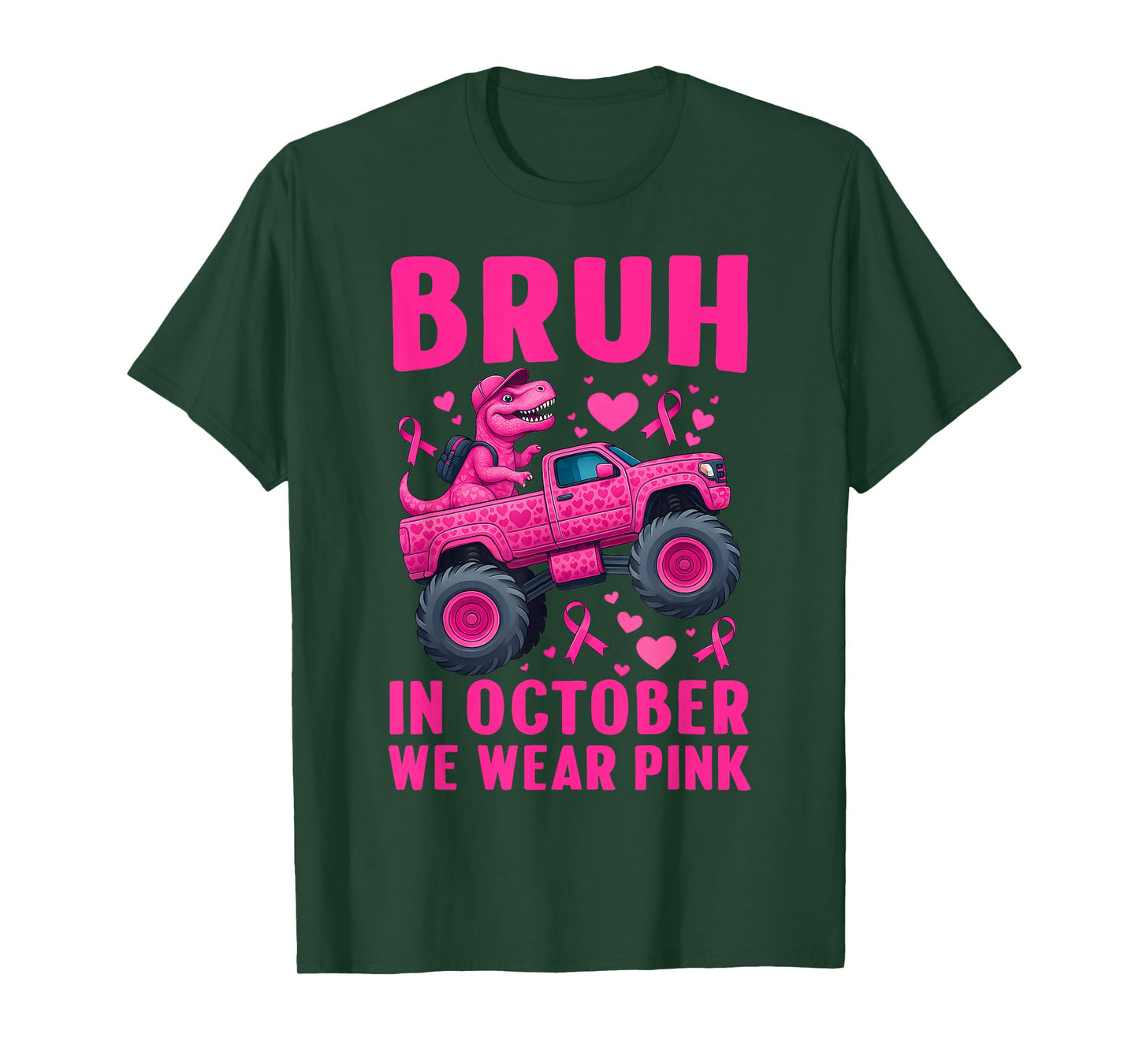 Bruh in October We Wear Pink Breast Cancer Kids Teen Girls T-Shirt