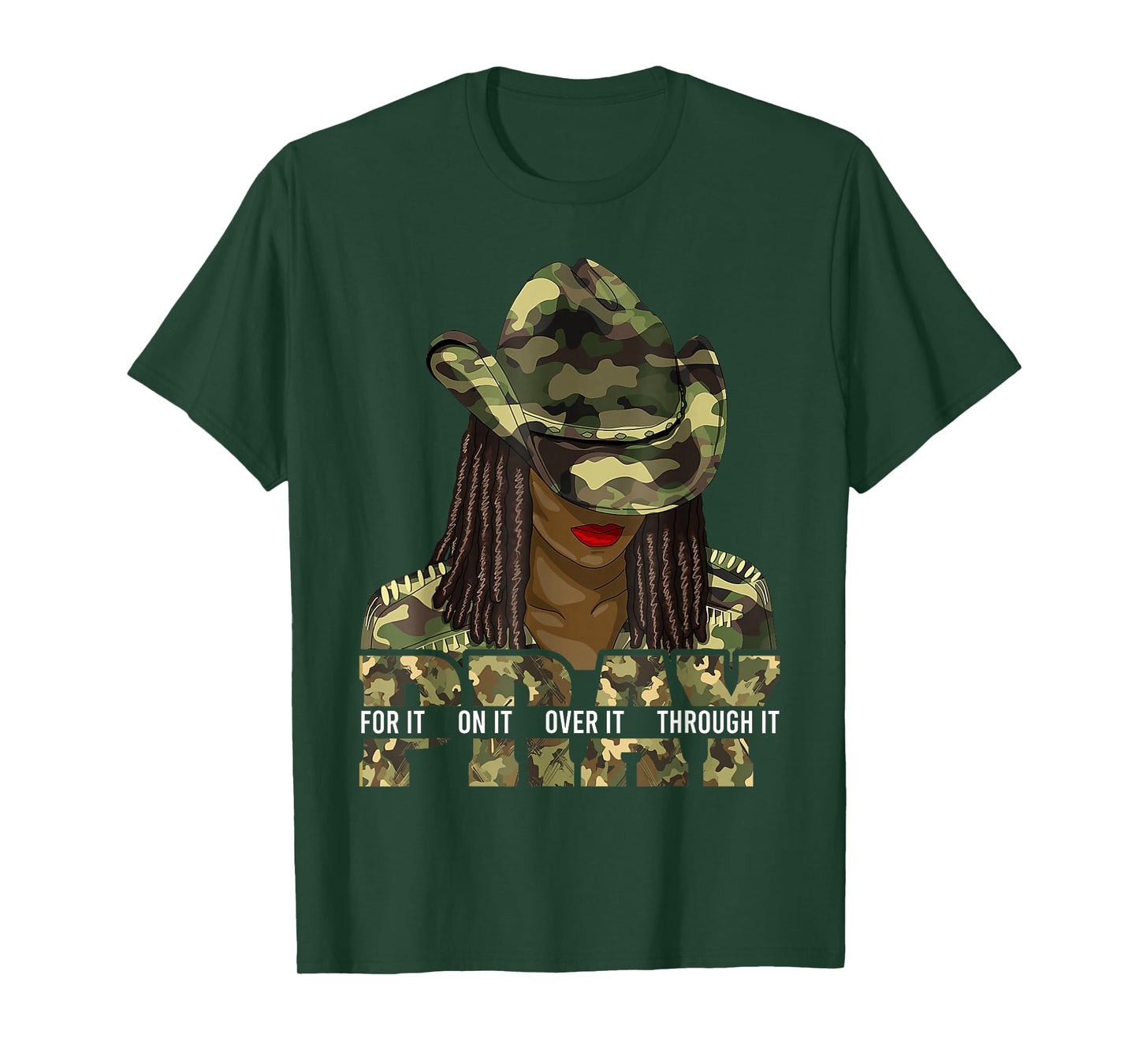 Pray On It Pray Over It Black Woman Afro Christian Sayings T-Shirt