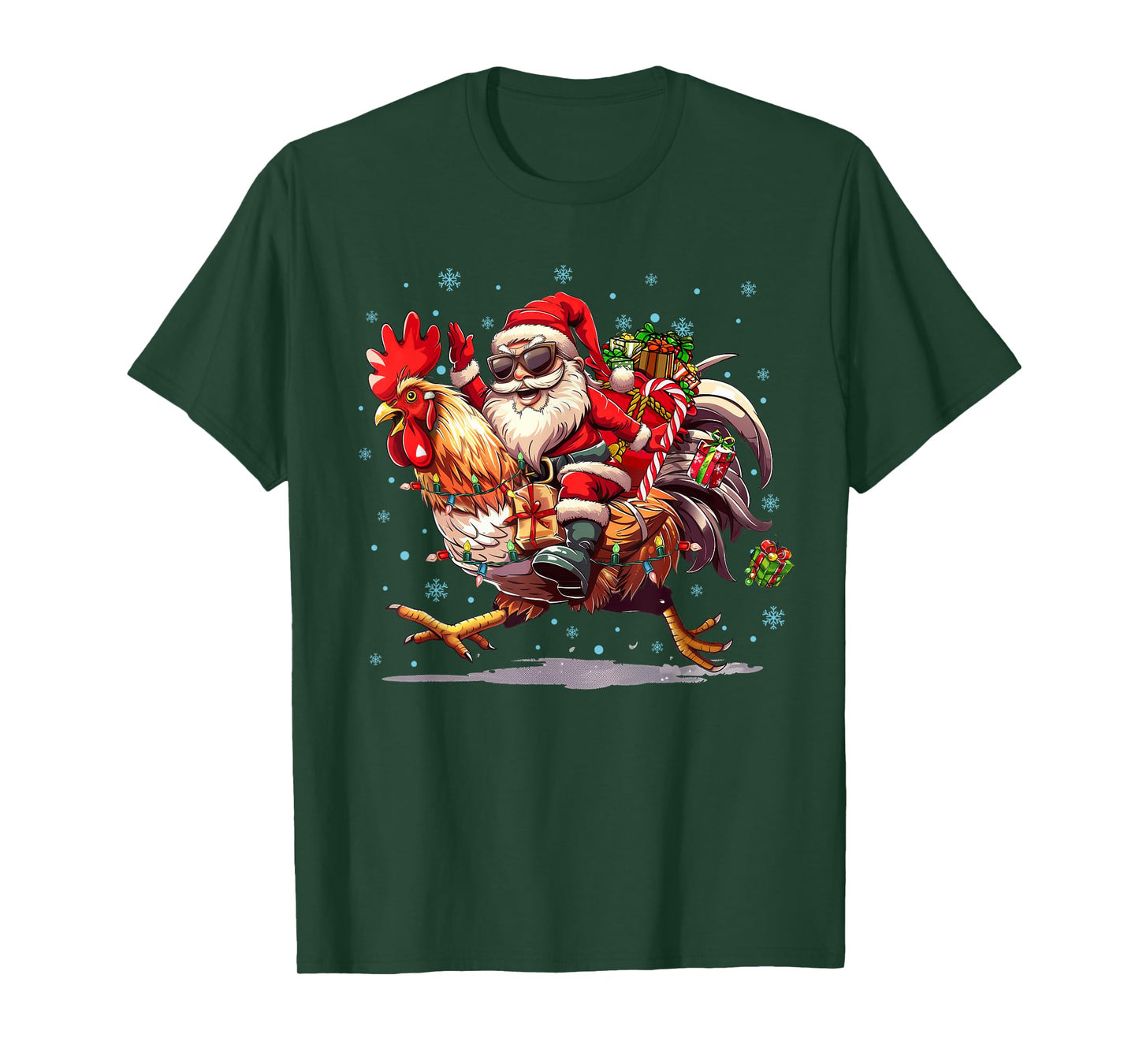 Chicken Lover Xmas Funny Santa Riding Chicken Christmas T-Shirt