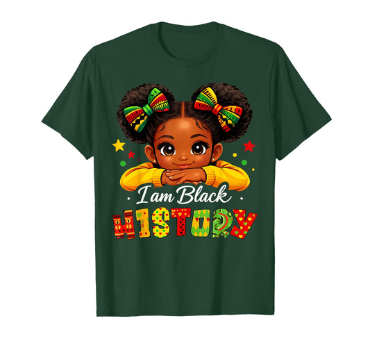 I Am Black History Month Black Melanin Kids Girls T-Shirt