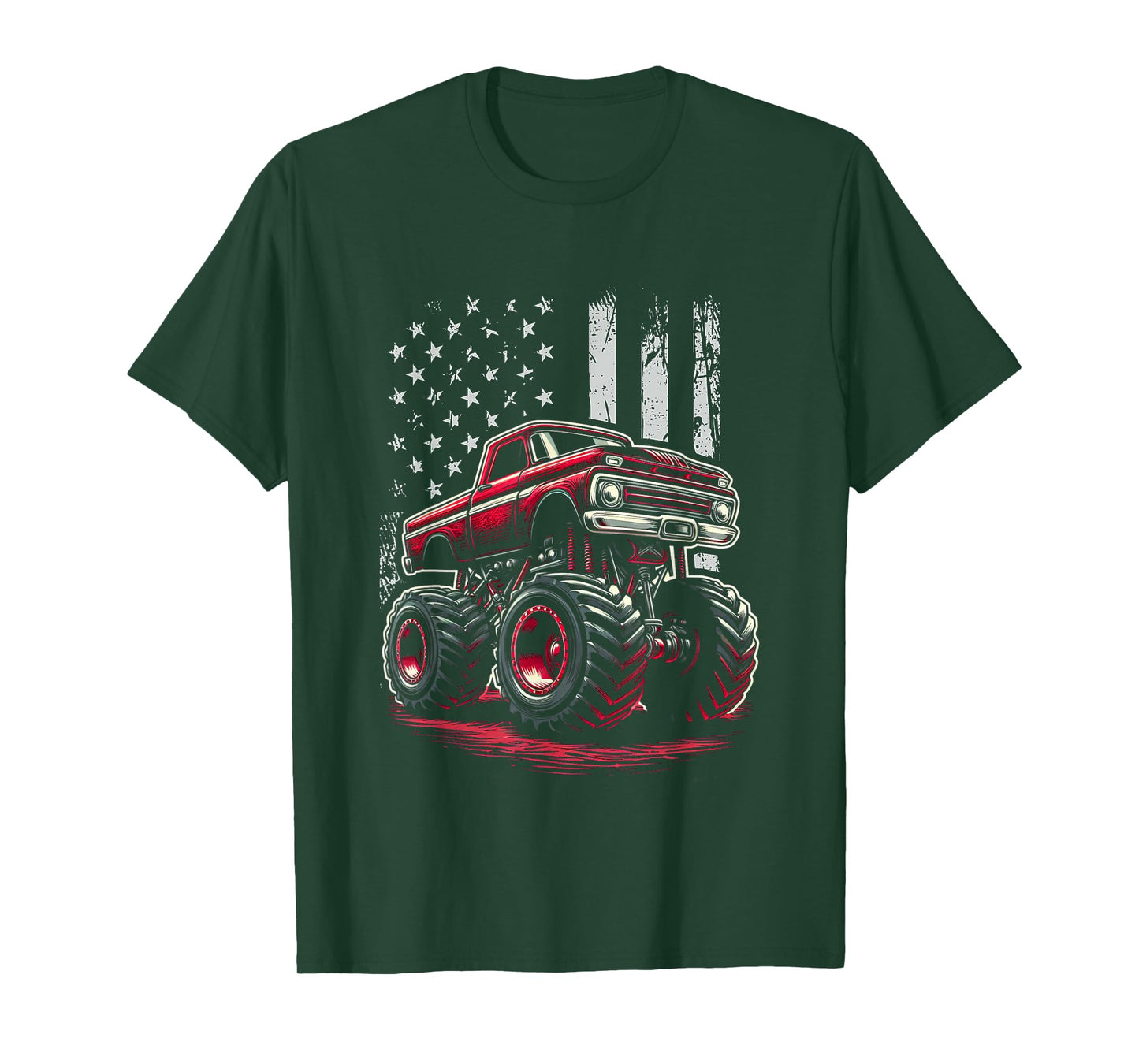 Patriotic USA Monster Truck Adult T-Shirt