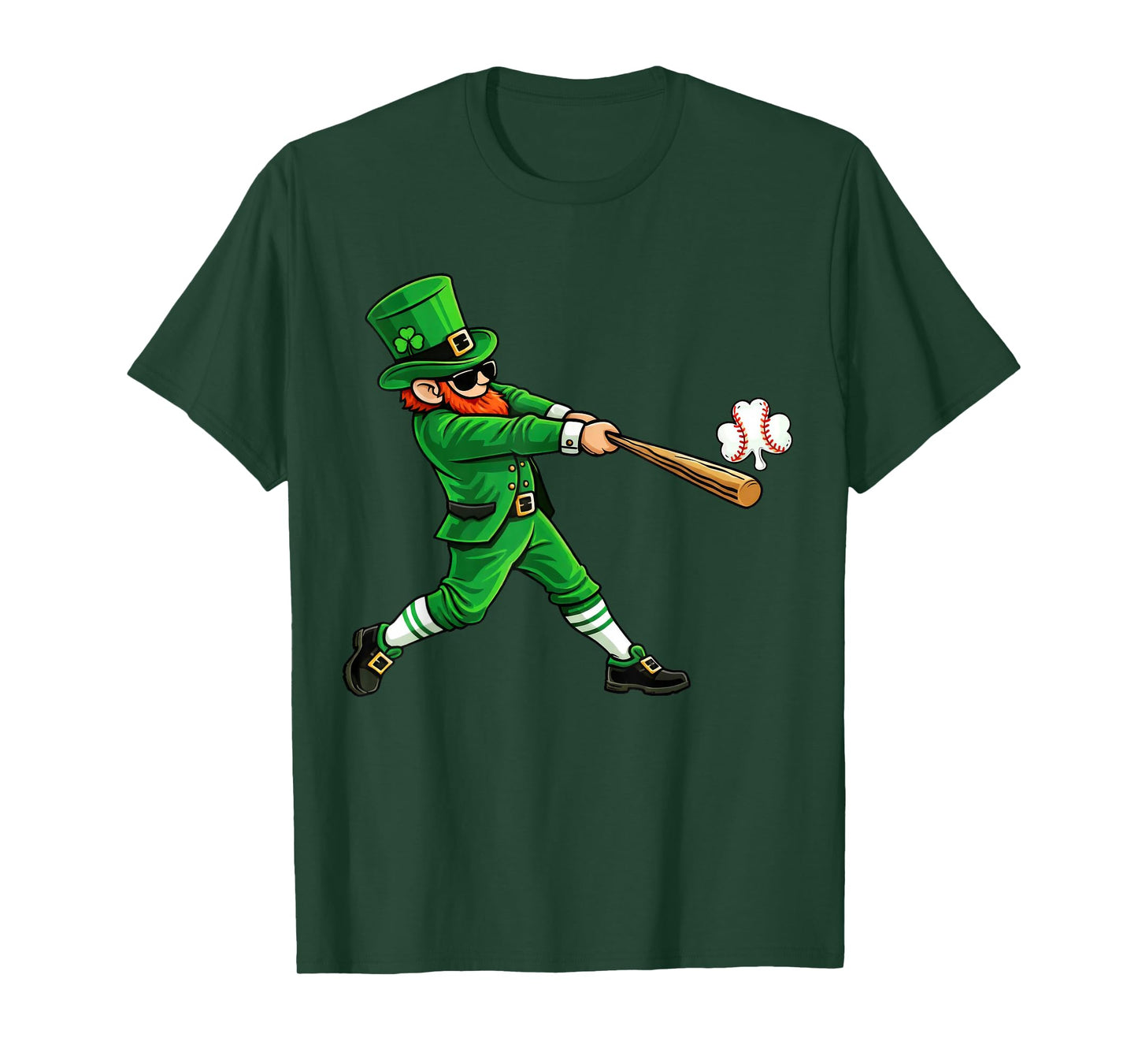 Leprechaun Playing Baseball St Patricks Day Shirts Mens Boys T-Shirt