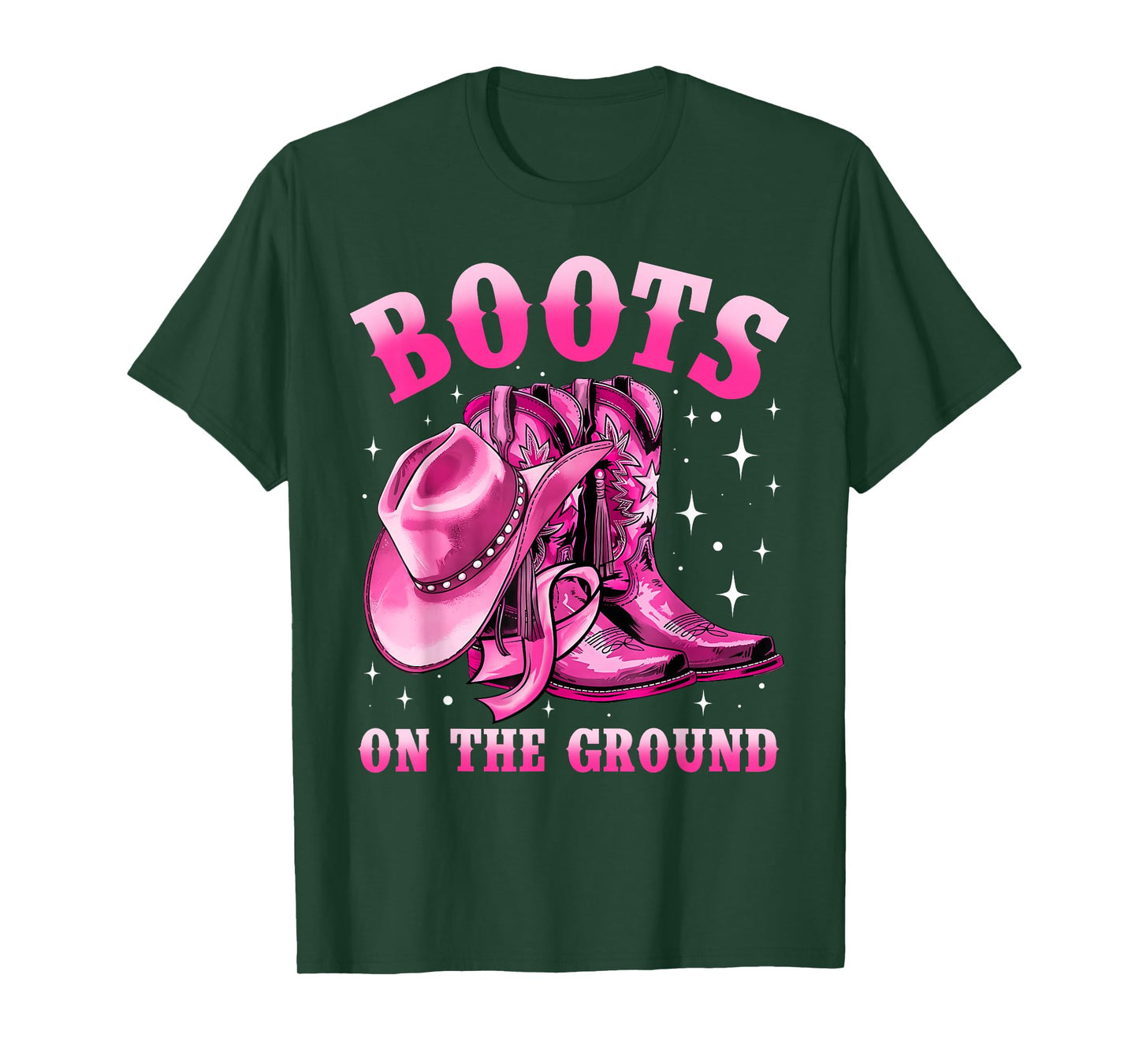 Boots On The Ground Cowgirl Western Breast Cancer Awareness T-Shirt