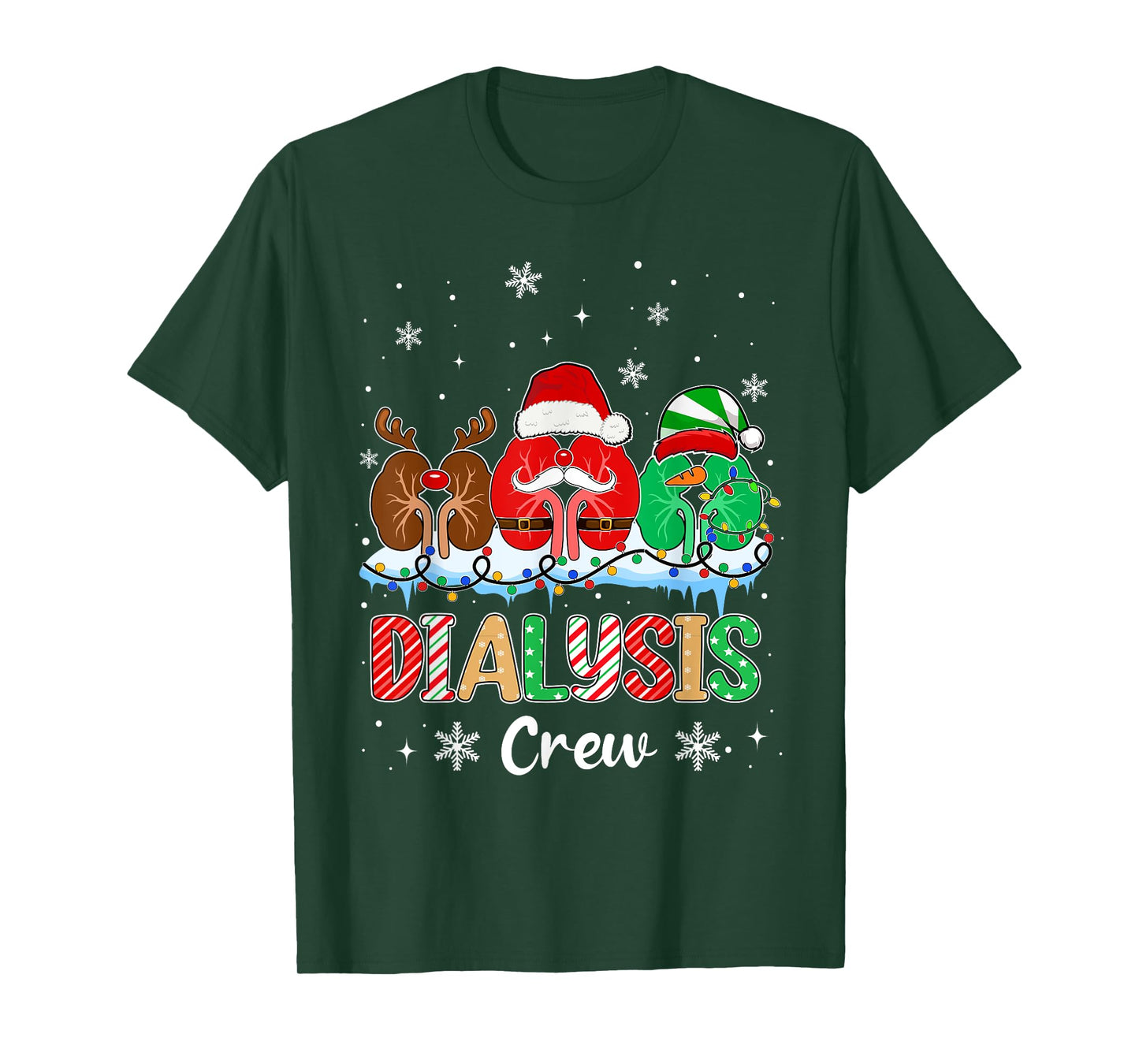 Dialysis Crew Christmas Lights Dialysis Nurse Xmas T-Shirt