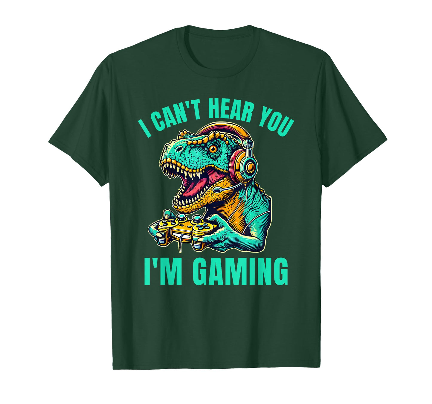 Funny T-Rex I Can't Hear You I'm Gaming T-Shirt