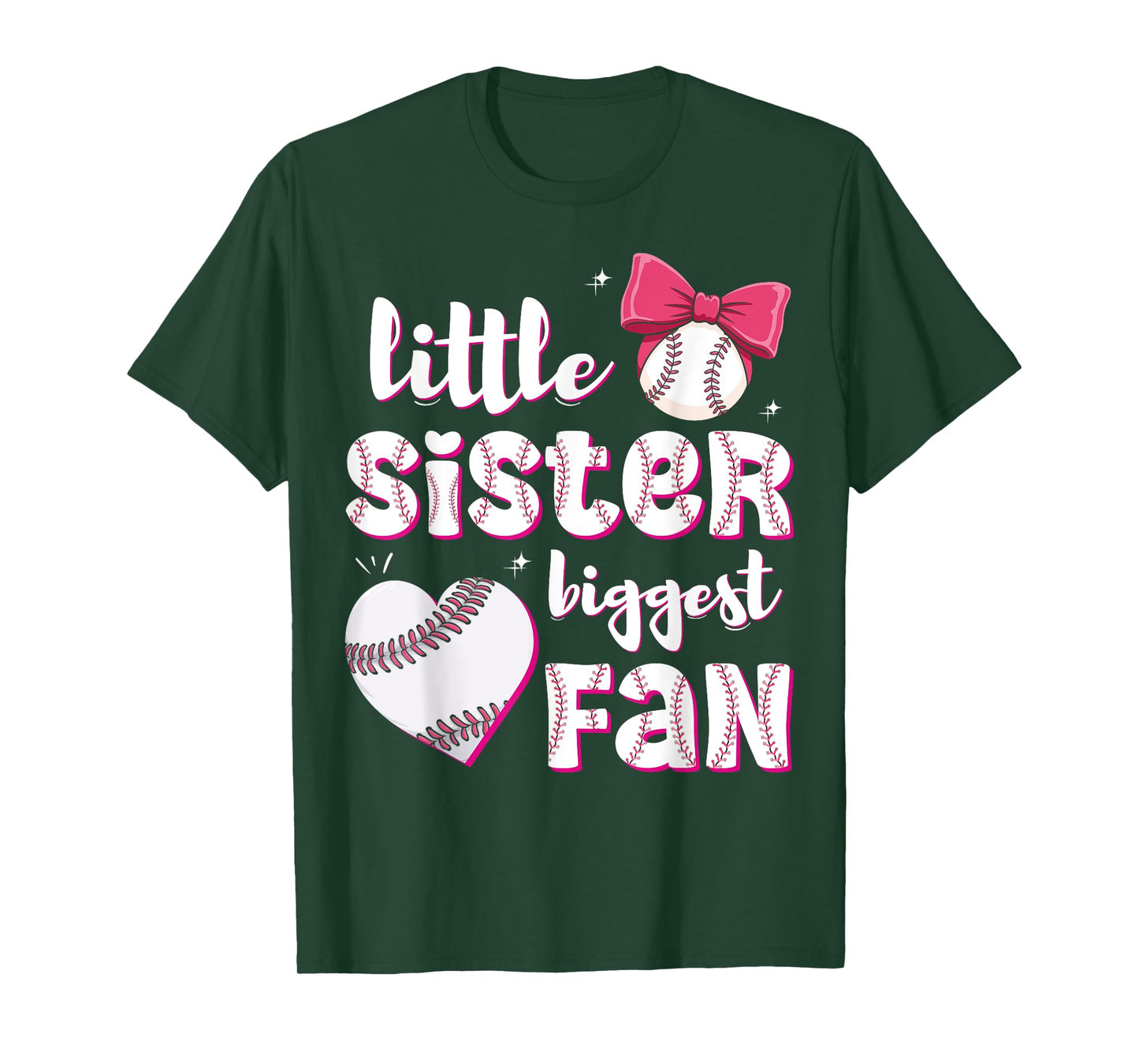 Baseball Little Sister Biggest Fan Baseball Girls Lil Sis T-Shirt