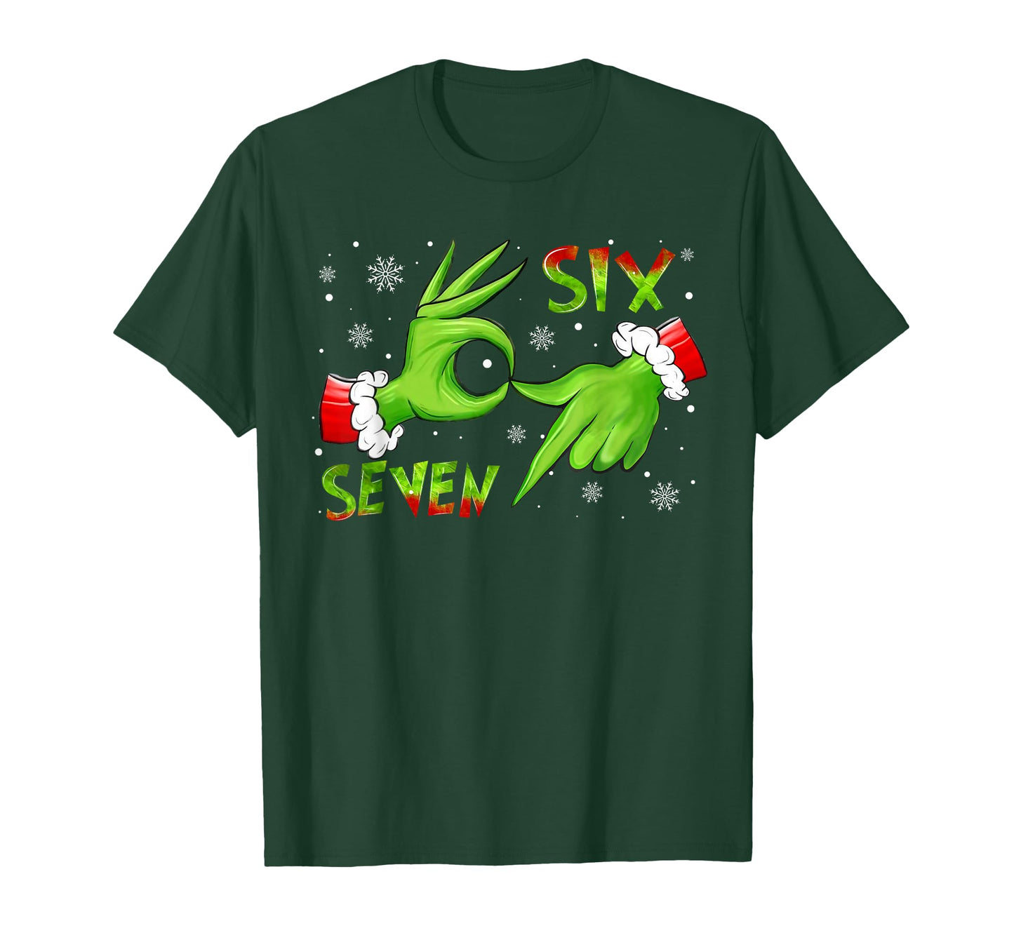 6 7 Six Seven Hand Gen Z Alpha Meme Slang Xmas Christmas T-Shirt