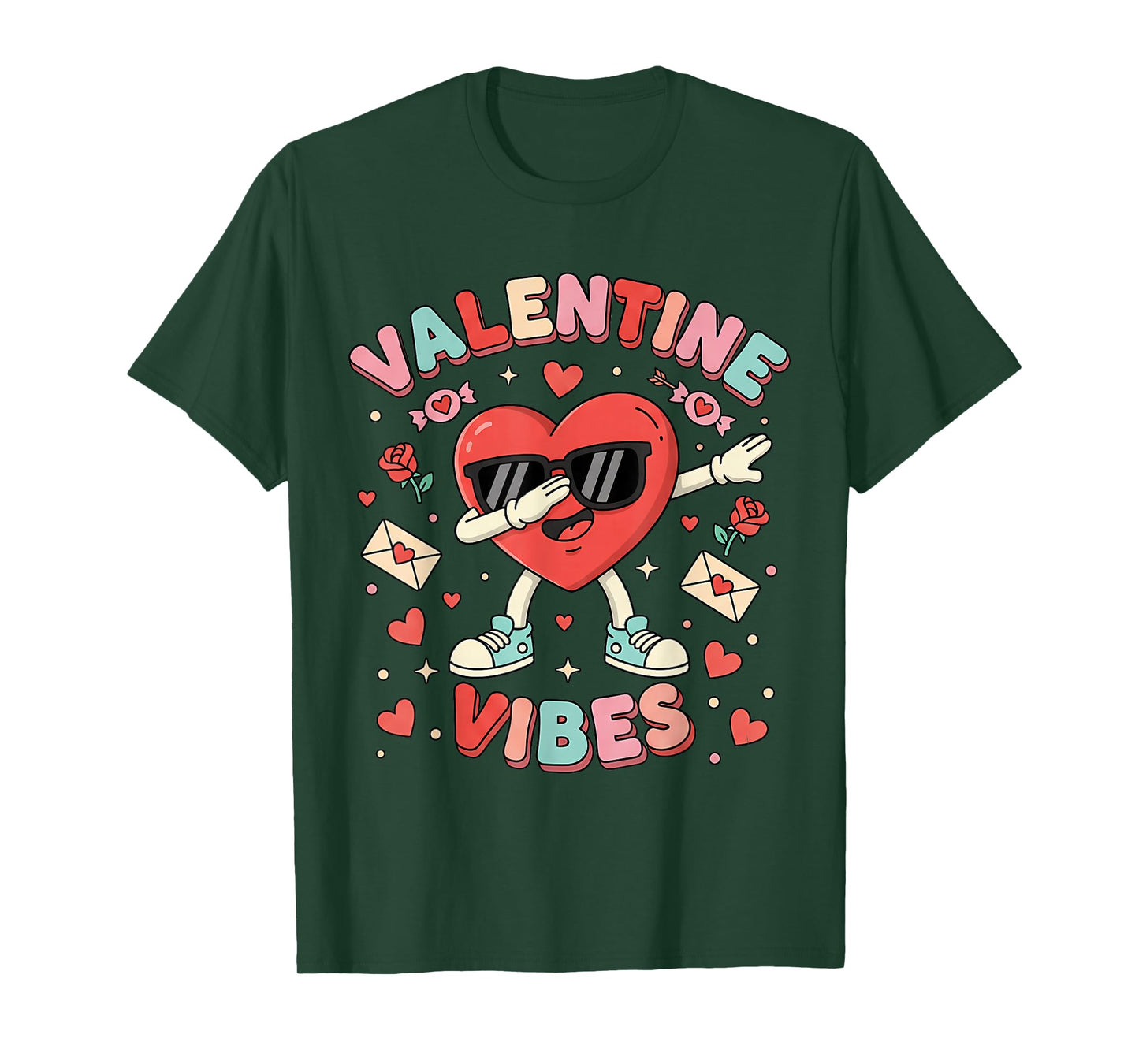 Funny Boys Valentines Dabbing Heart Teen Kid Girls Men Women T-Shirt