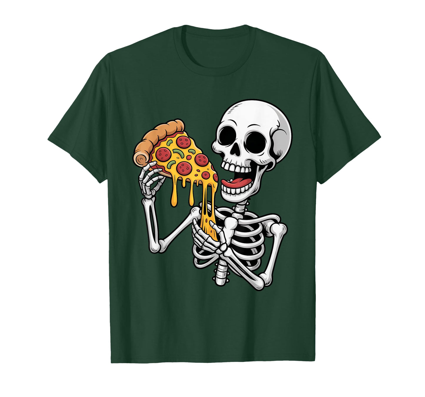 Creepy Skeleton Eating Pizza Halloween Costume Spooky Season T-Shirt