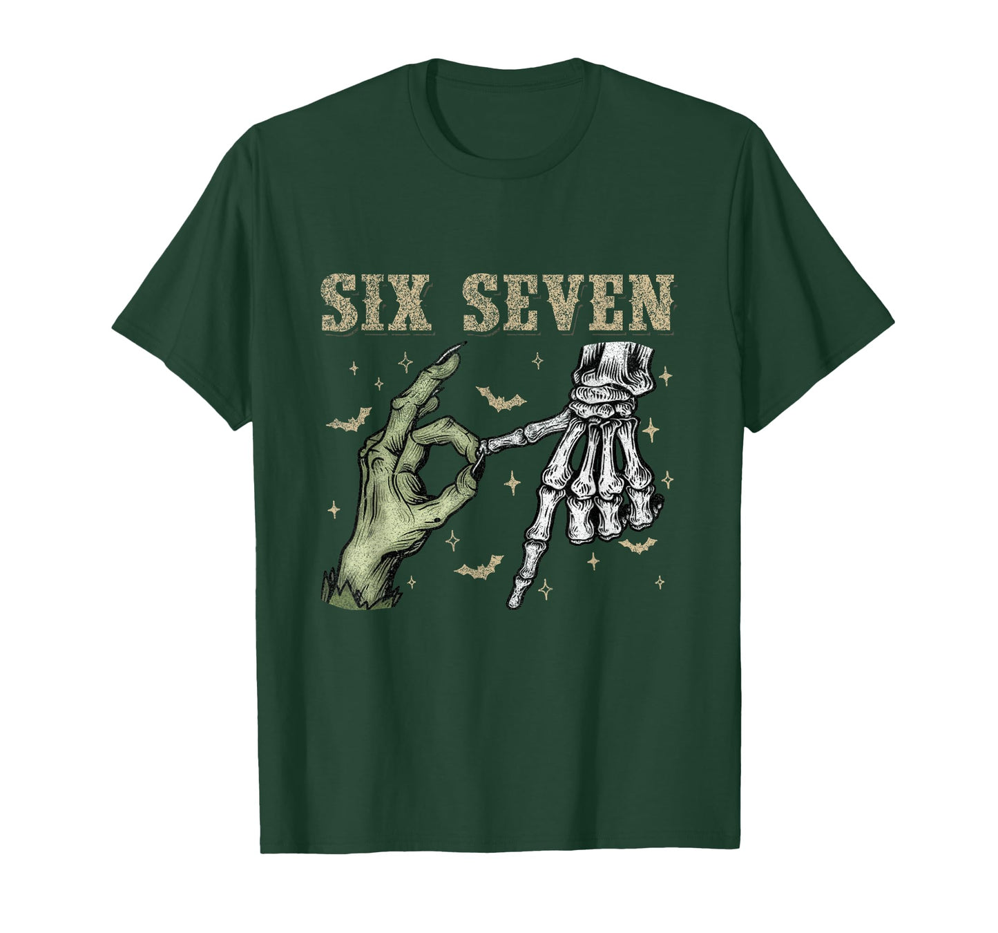 Six Seven 6 7 Halloween 67 Spooky Skeleton Monster Hands T-Shirt