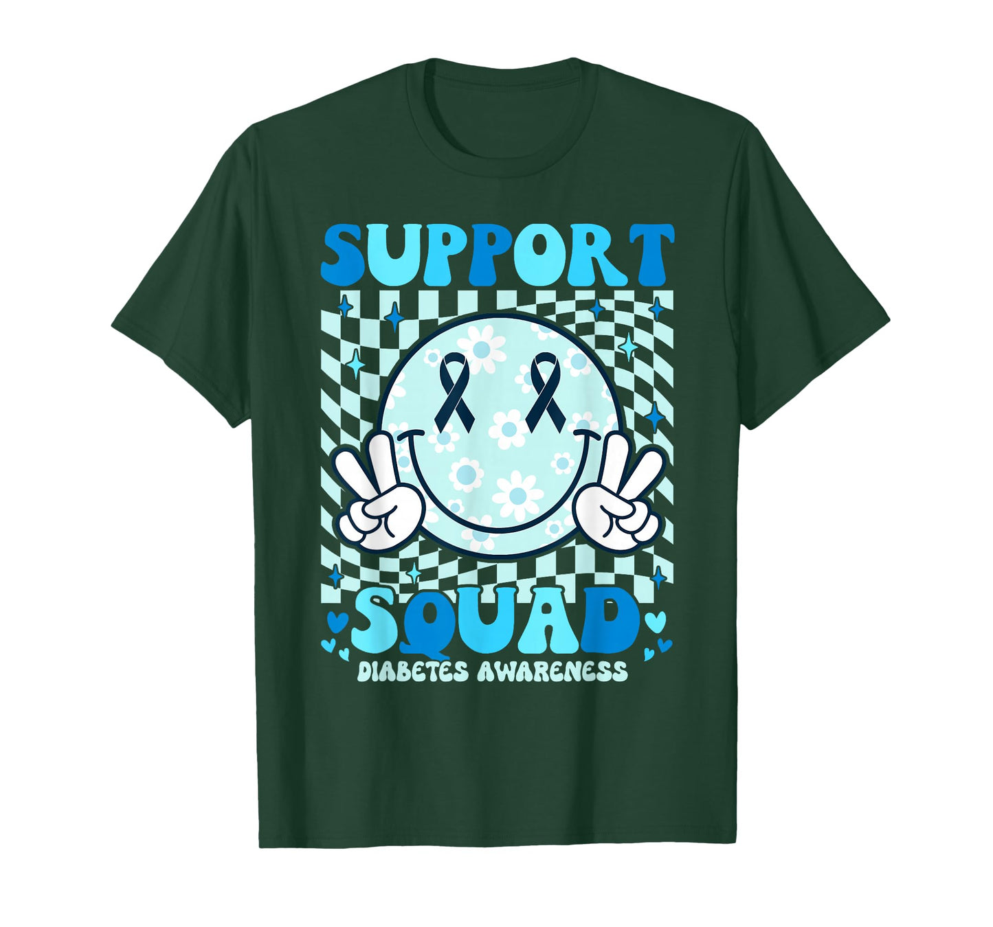 Support Squad Diabetes Awareness Shirt Blue Smile T1D Type 1 T-Shirt
