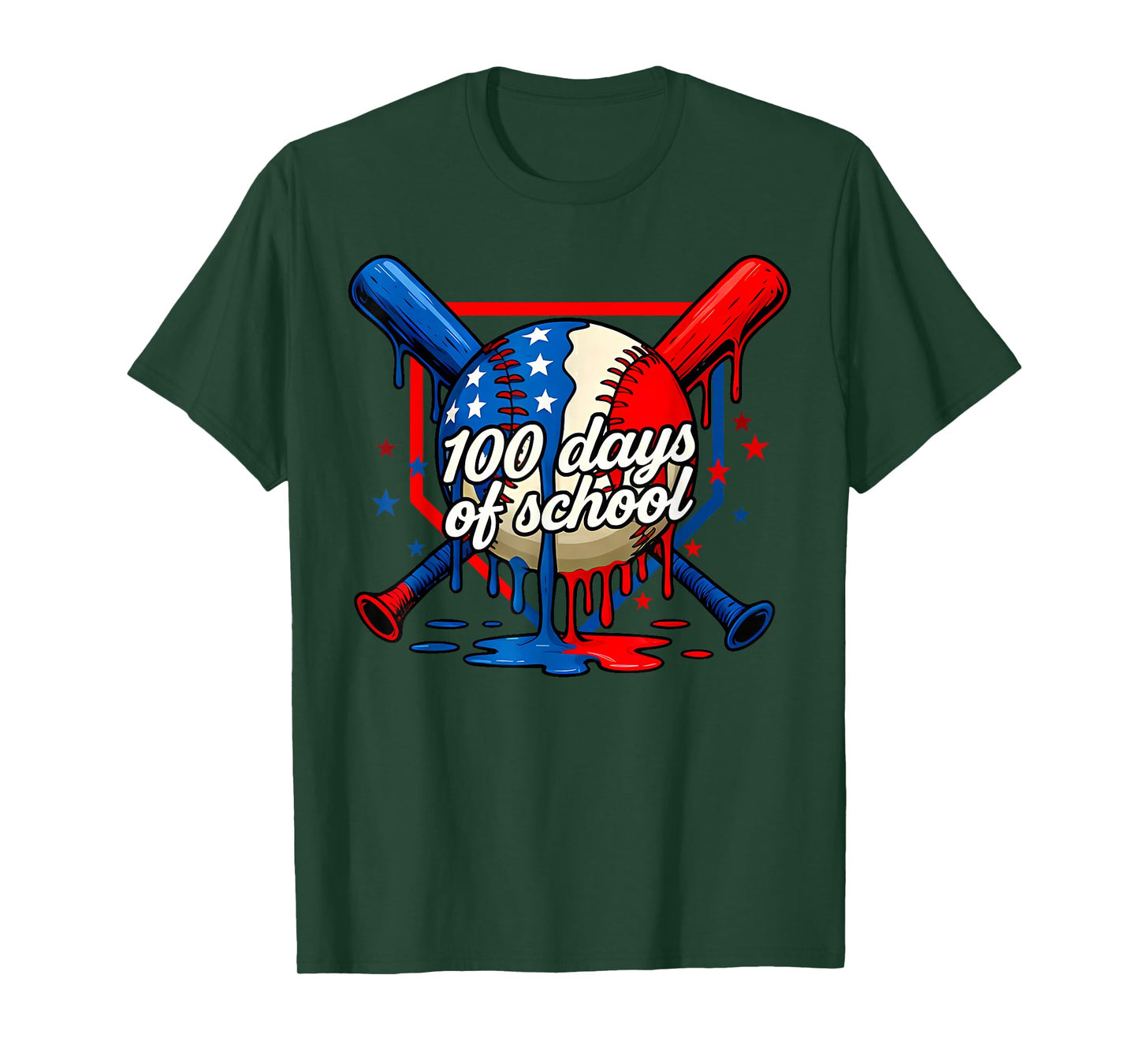 100 Days of School 100th Day Youth Drip Baseball Boys Kid T-Shirt