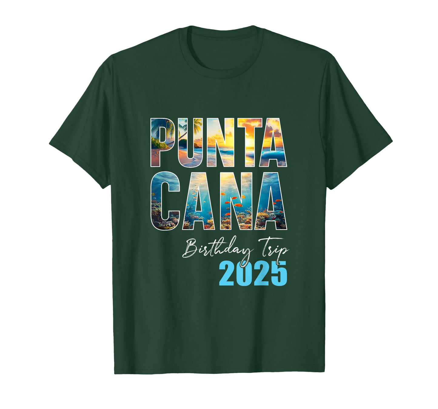 Punta Cana Birthday Trip 2025 Cruise T-Shirt - Unisex-Adult, Black, Small, Short Sleeve, Classic Crew Neck, Cotton, Polyester