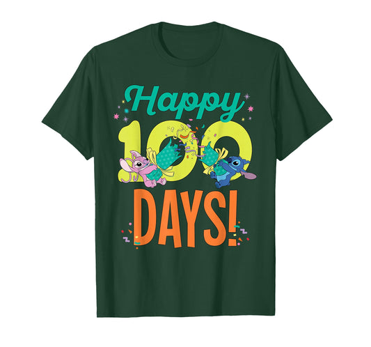 Disney Stitch & Angel Happy 100 Days of School 100th Day T-Shirt