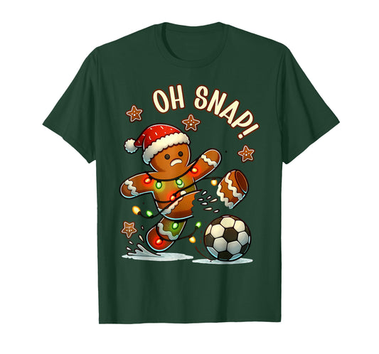 Oh Snap Gingerbread Soccer Xmas Light Holiday T-Shirt