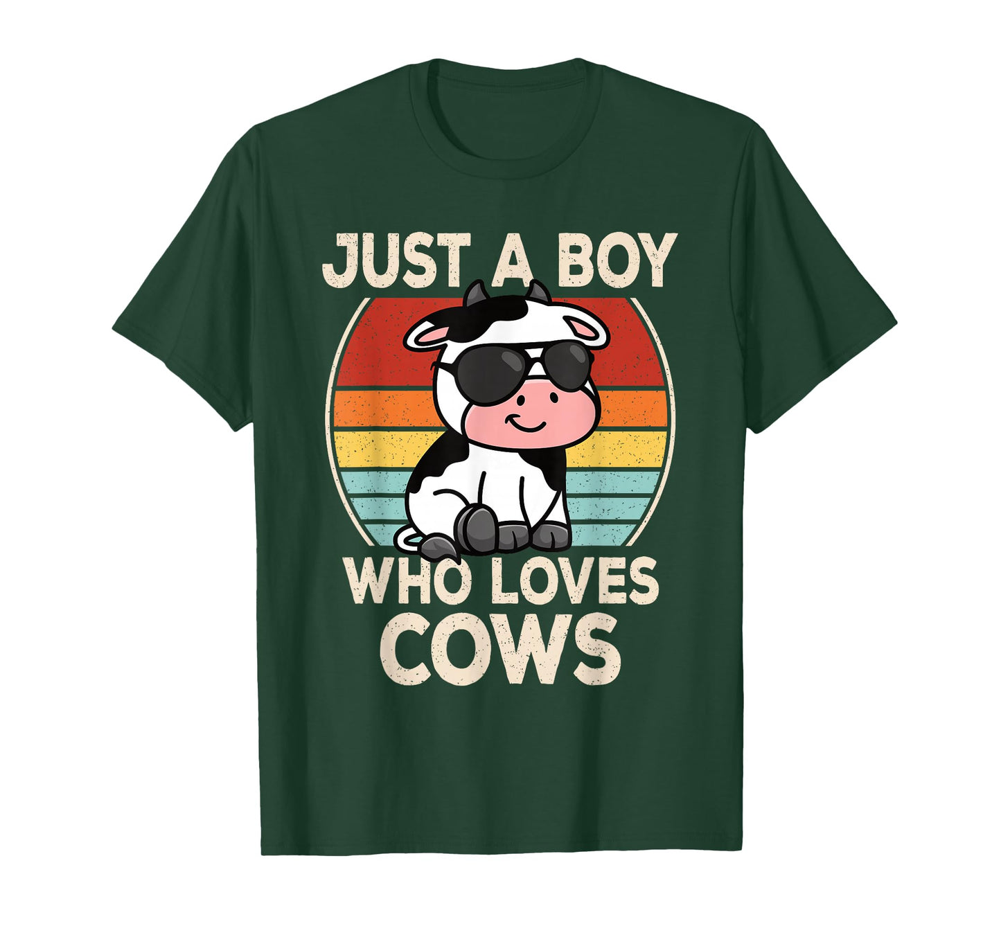 Just A Boy Who Loves Cows Retro Cow Boys Kids T-Shirt