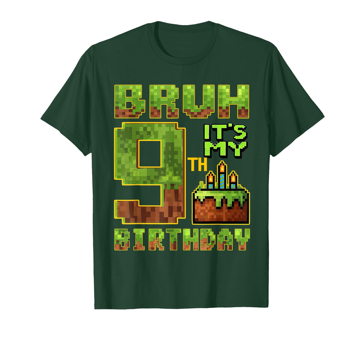 Birthday Boy 9 Year Old Bruh It's My 9th Bday Gamer Pixel T-Shirt