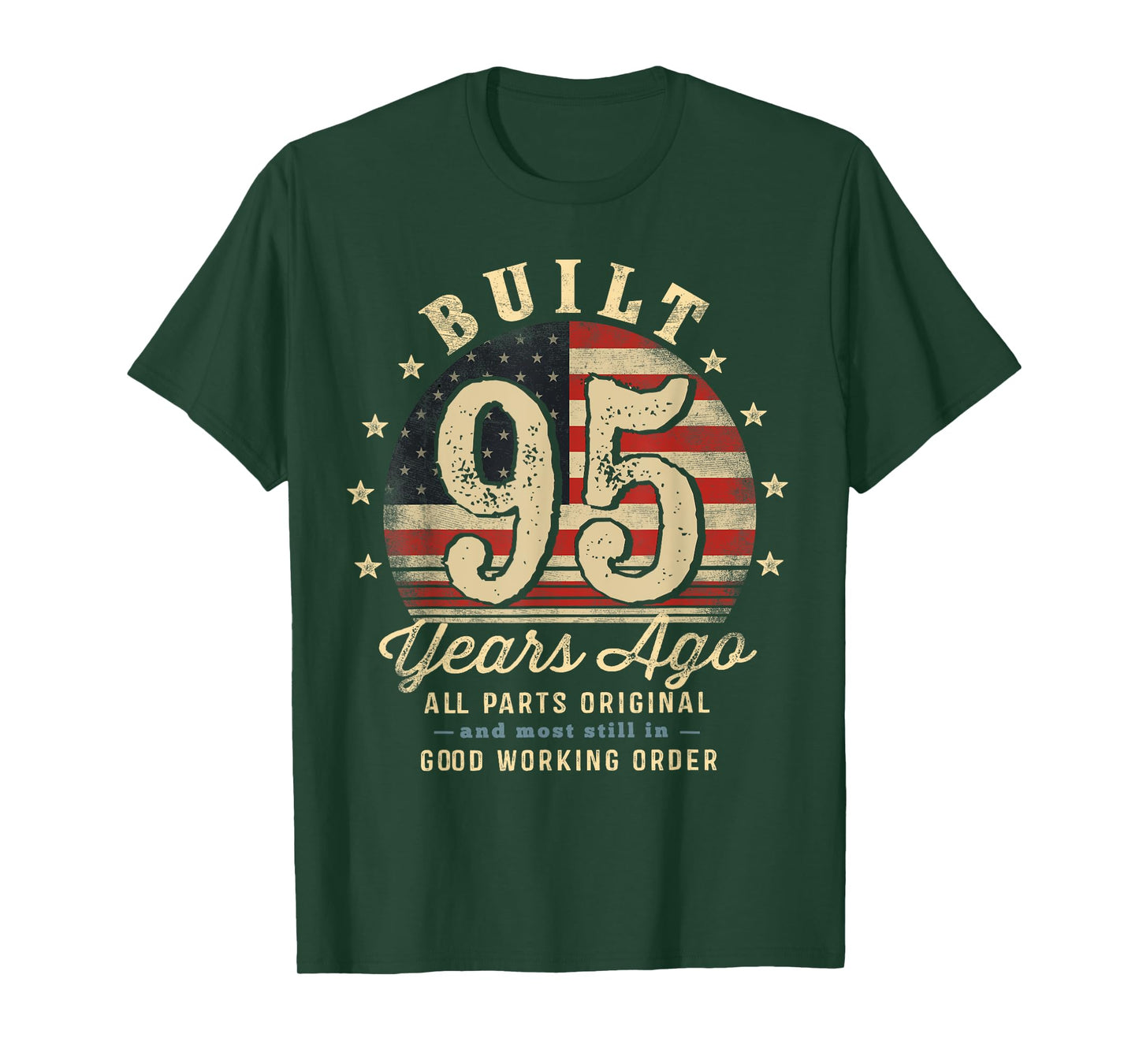 Built 95 Years Ago Funny 95th Birthday USA Flag T-Shirt