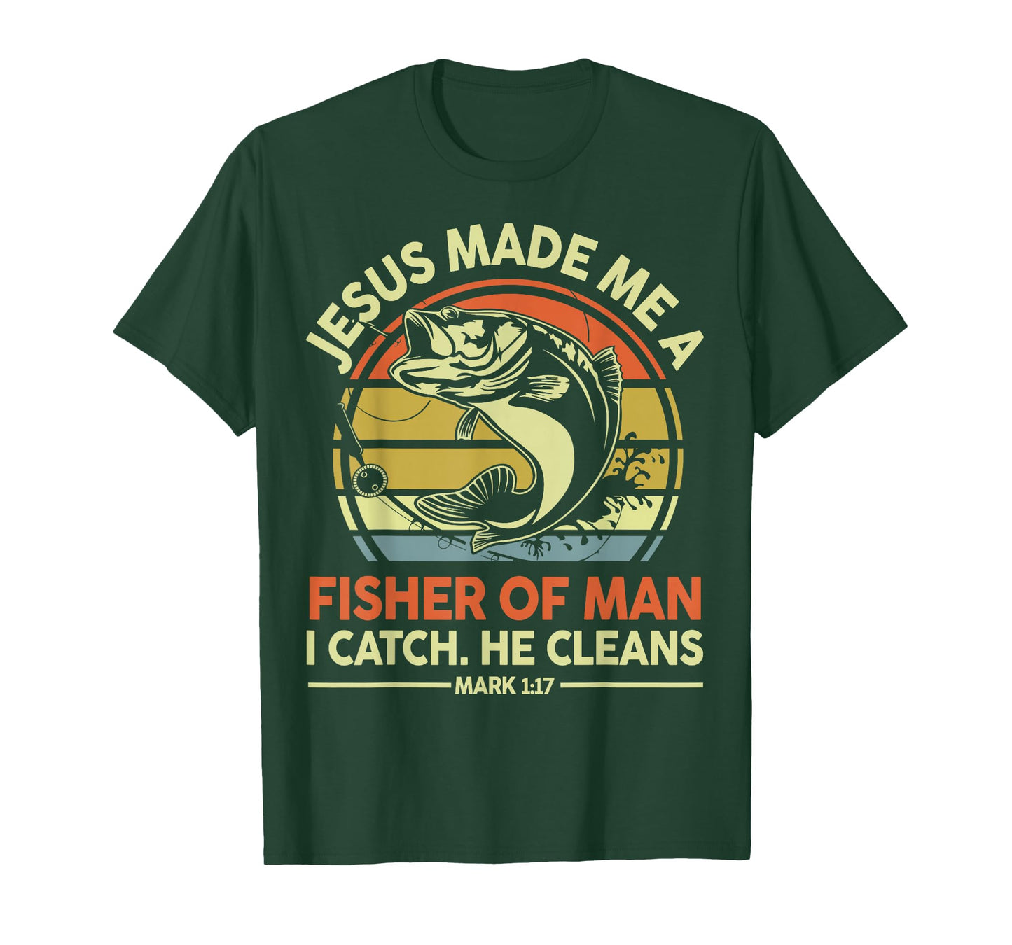 Men's Christian Fishing Gift Jesus Made Fisher Man Funny Dad T-Shirt