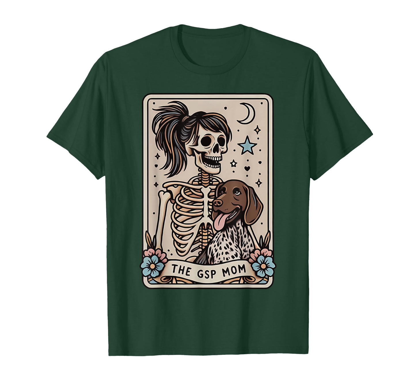 GSP Mom German Shorthaired Pointer Mom Tarot Card Skeleton T-Shirt