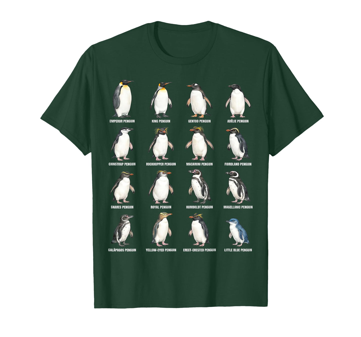 Types of Penguins – Penguin Species Identification Chart T-Shirt