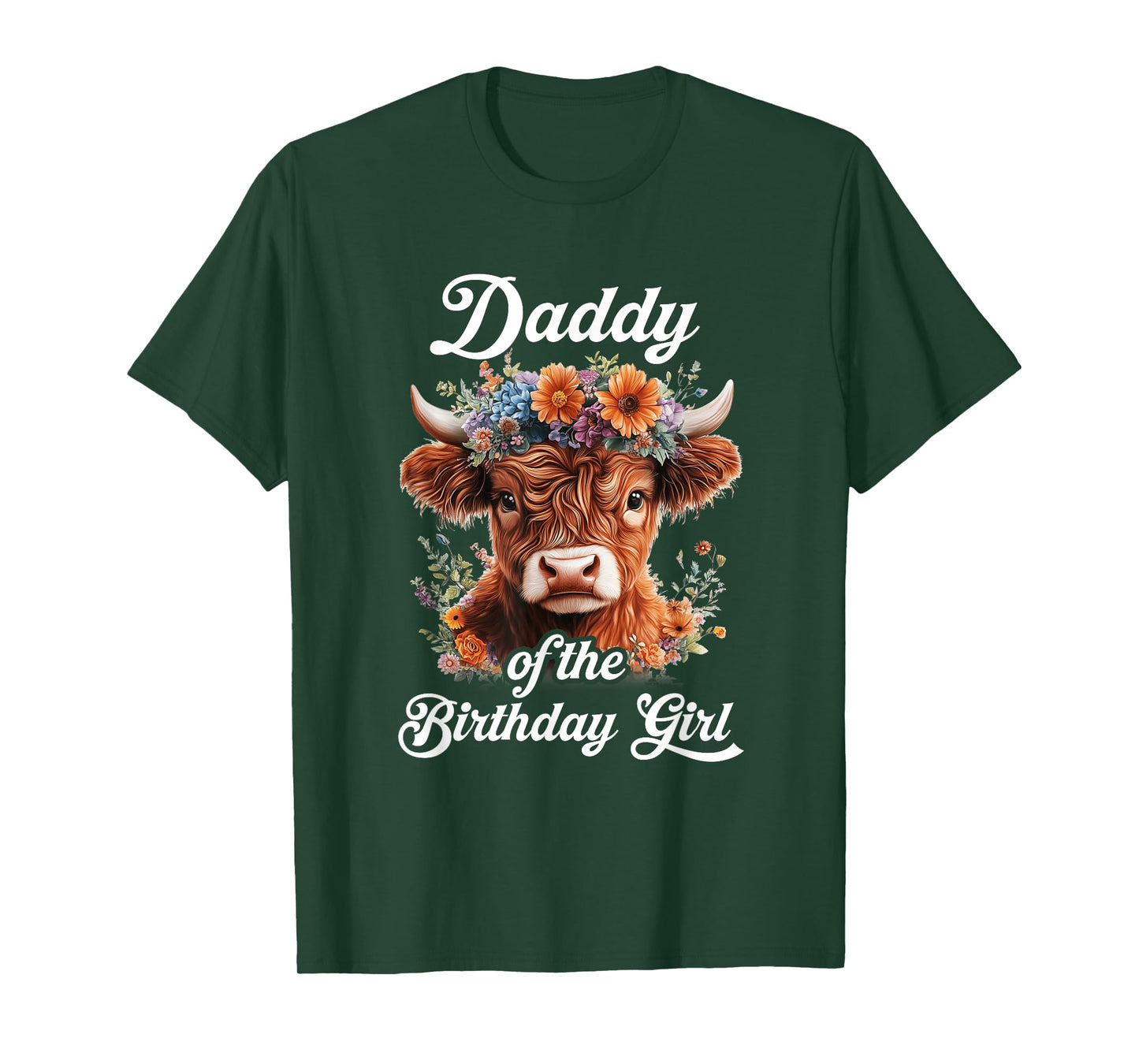 Daddy Of The Birthday Girl Highland Cow Farm Family T-Shirt