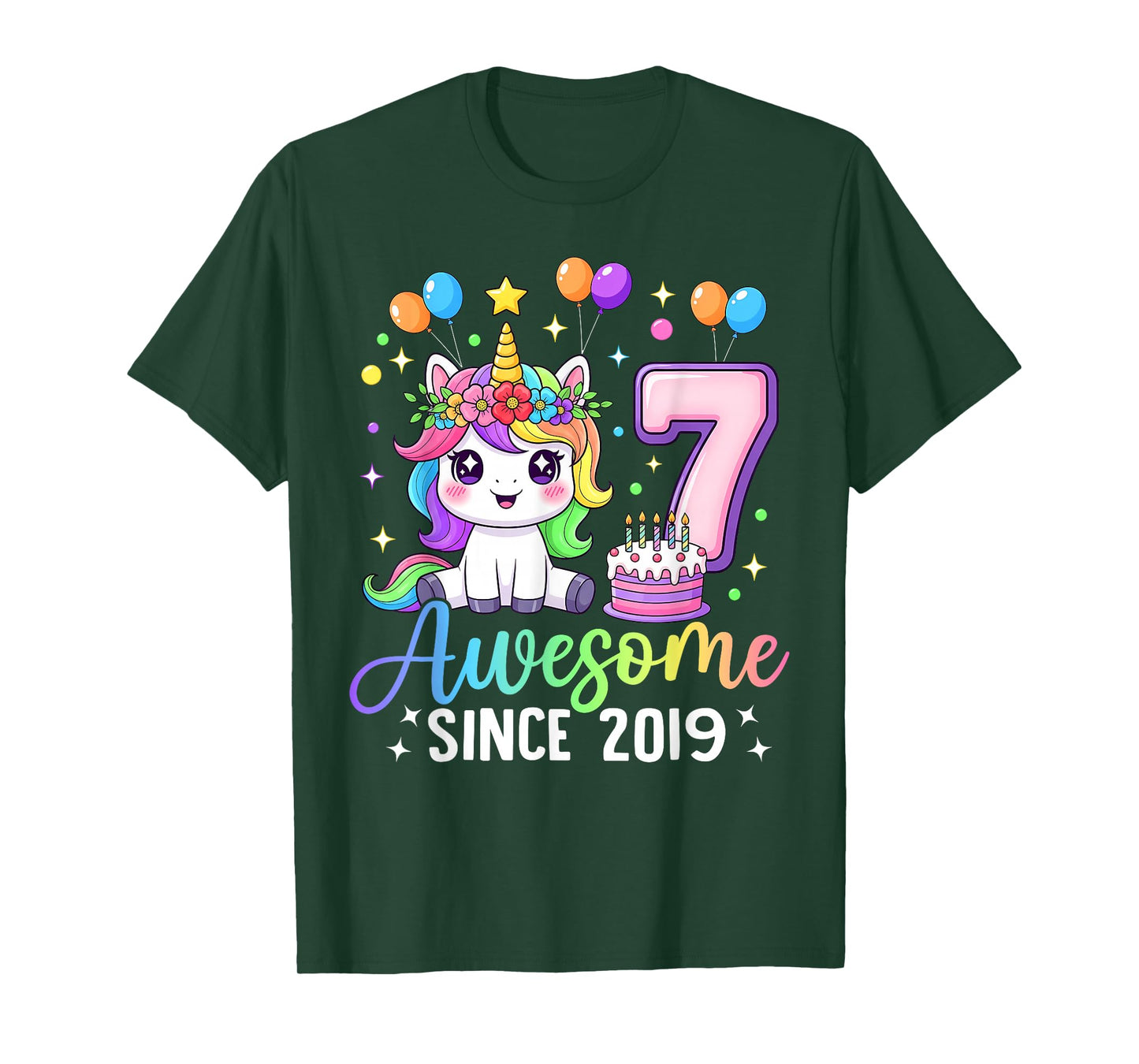 Unicorn 7th Birthday 7 Year Old Unicorn Party Birthday Girl T-Shirt