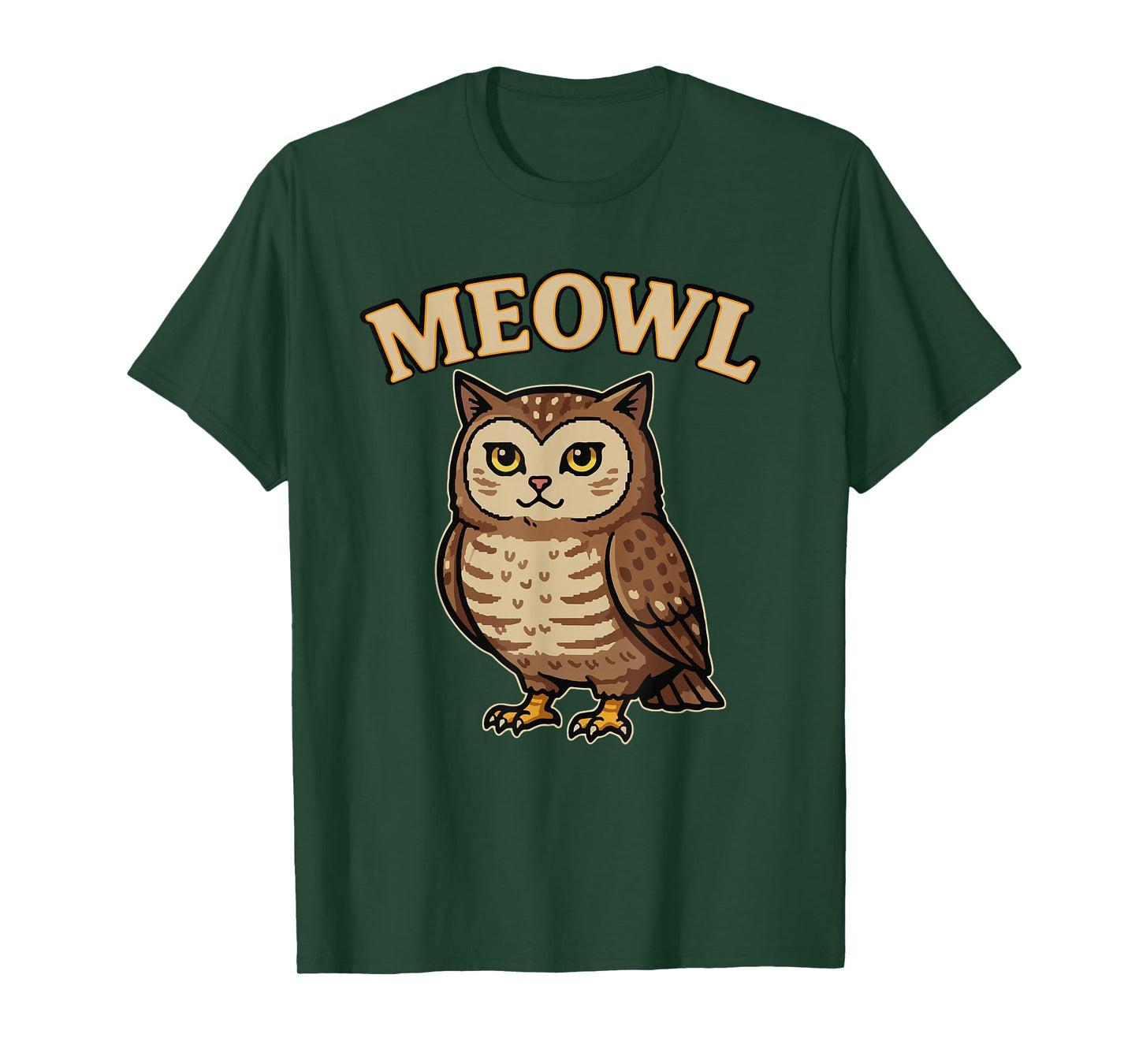 Meowl - Funny Meow Cat Owl Brainrot Meme Teen Kids Gaming T-Shirt
