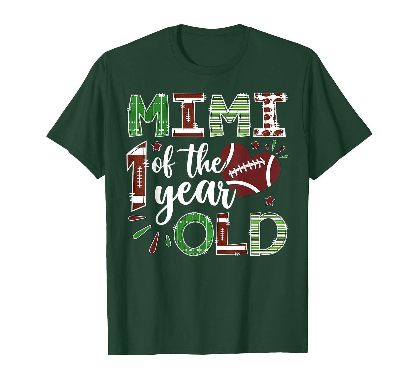 Mimi of The 1 Year Old Football First Birthday Boy Matching T-Shirt