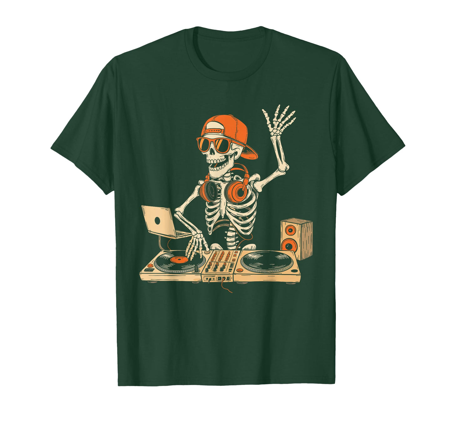 Funny Skeleton Dj Halloween Costume Music Lovers Men Boys T-Shirt