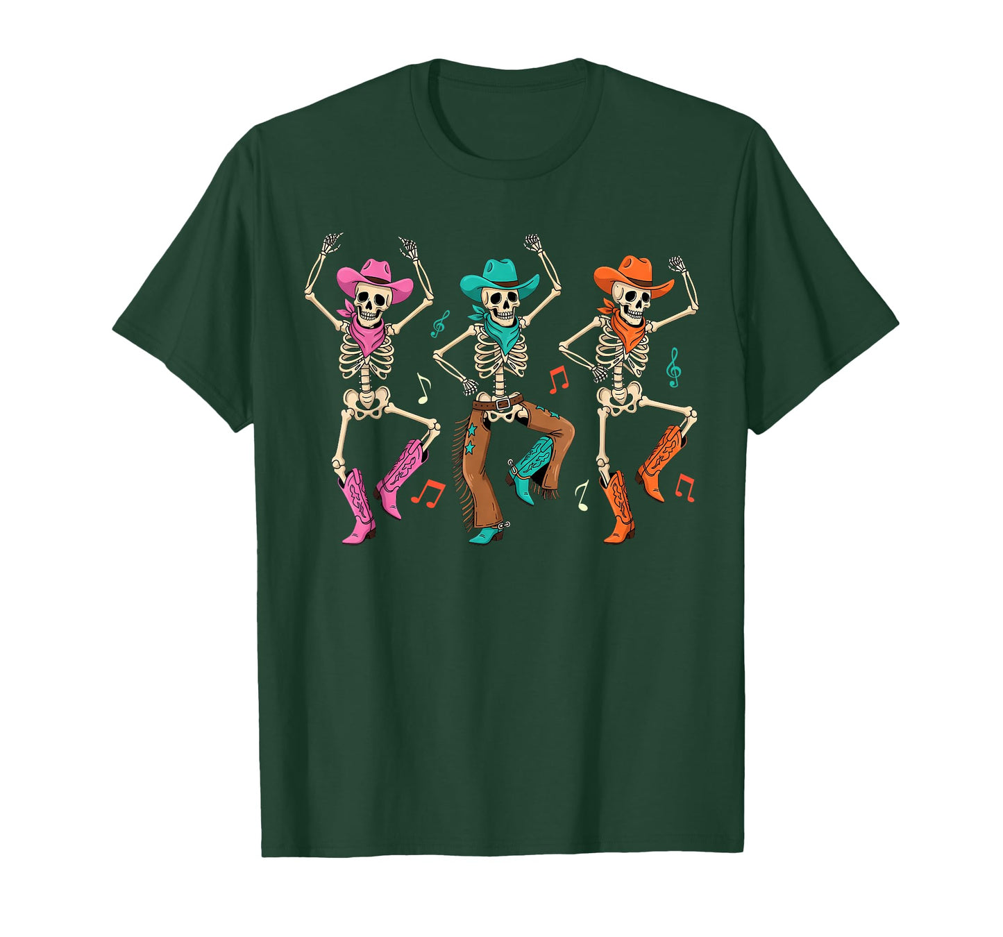 Skeleton Cowboys Dancing Humorous Halloween Holiday T-Shirt