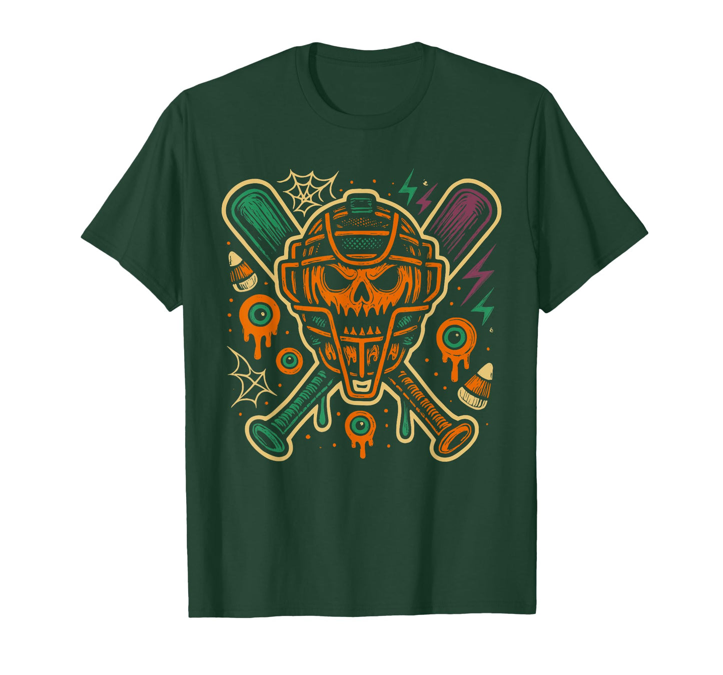 Baseball Drip Catcher Mask & Bats Halloween Ice Cream Drip T-Shirt