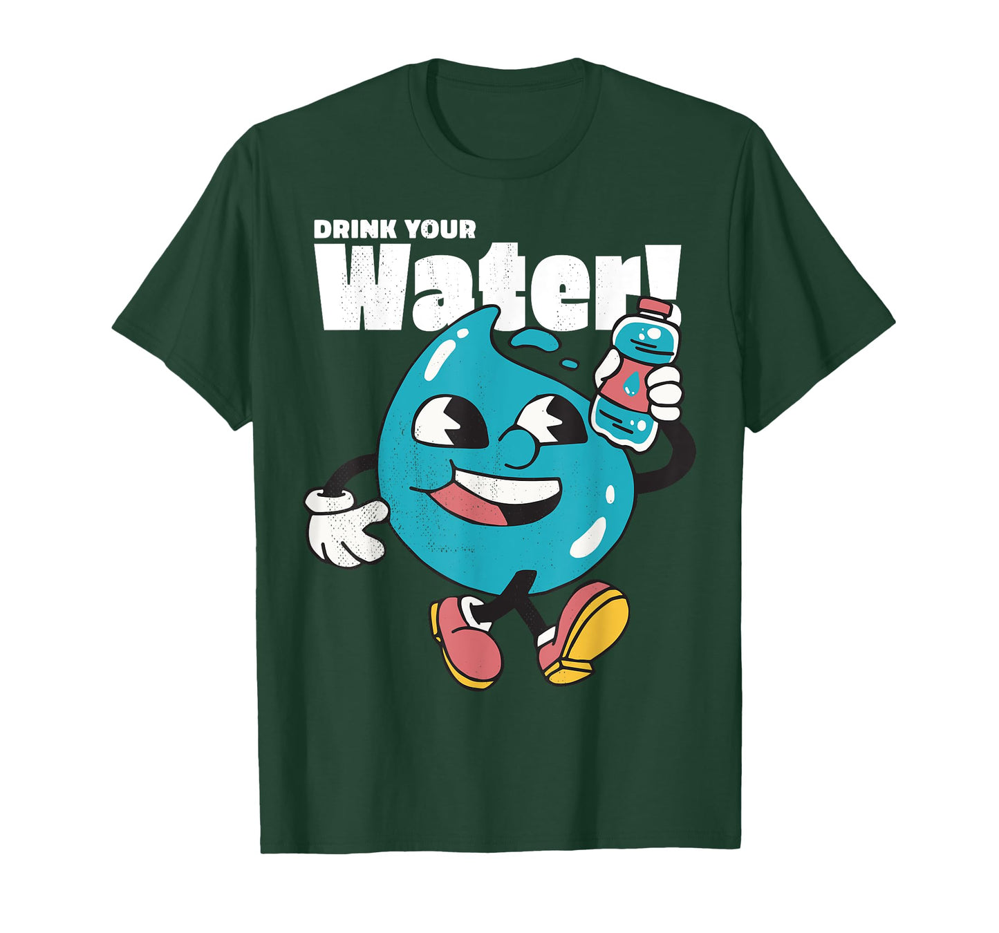Drink your water, avoid dehydration. Waterdrop. Unisex-Kids T-Shirt. Black. Small. Short Sleeve. School Theme. Cotton, Polyester. Machine Wash.