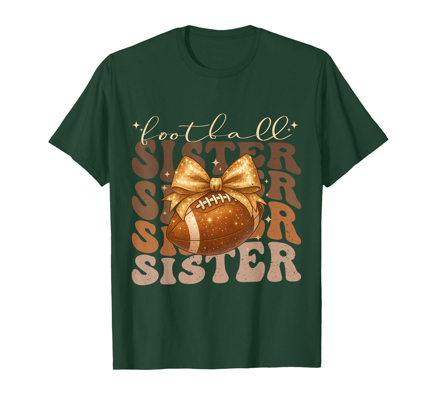 Retro Cute Groovy Coquette Bow for Birthday Football Sister T-Shirt
