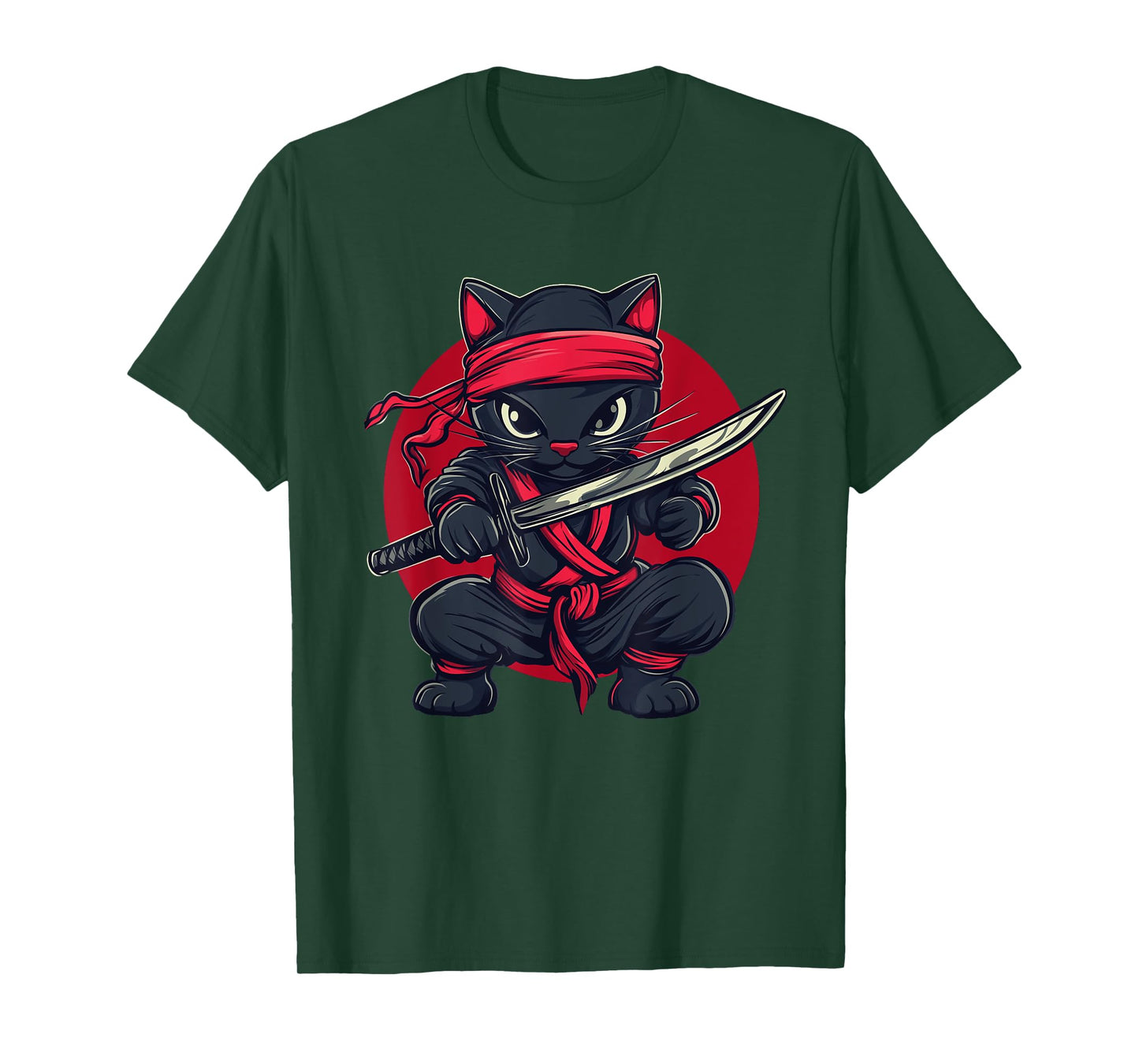 Cat Ninja Samurai Japan Japanese Flag Kawaii Funny Graphic Men Women Kids T-Shirt