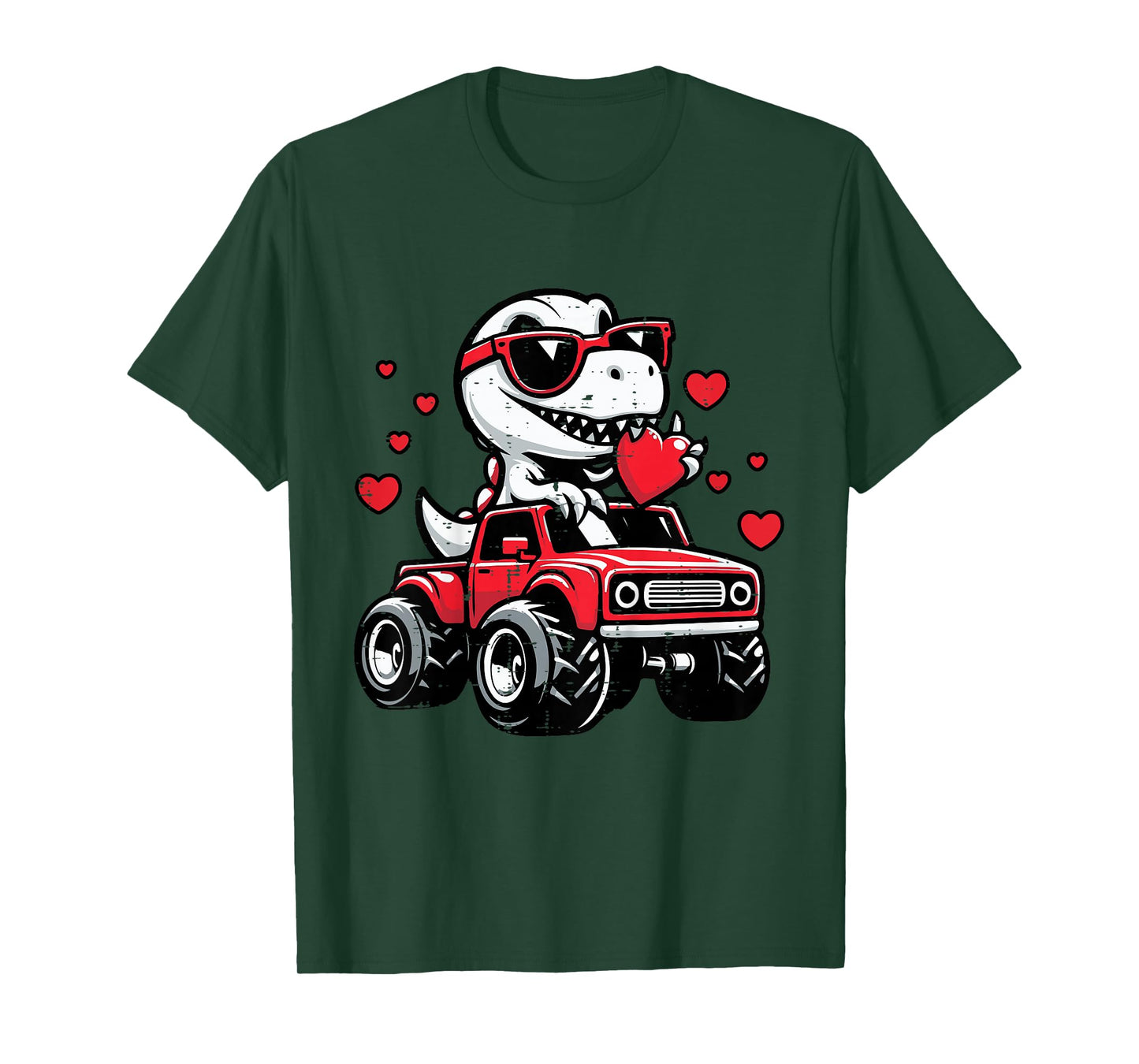 Kids Valentines Day Dino Truck Trex Valentine Toddler Boys Kids T-Shirt