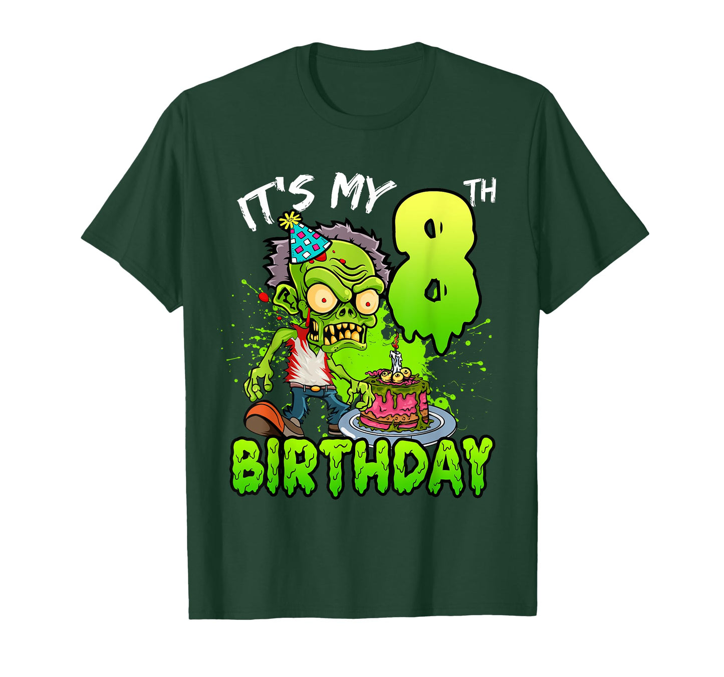 It's My 8th Birthday Zombie Lover 8 Year Old Boys Girls T-Shirt