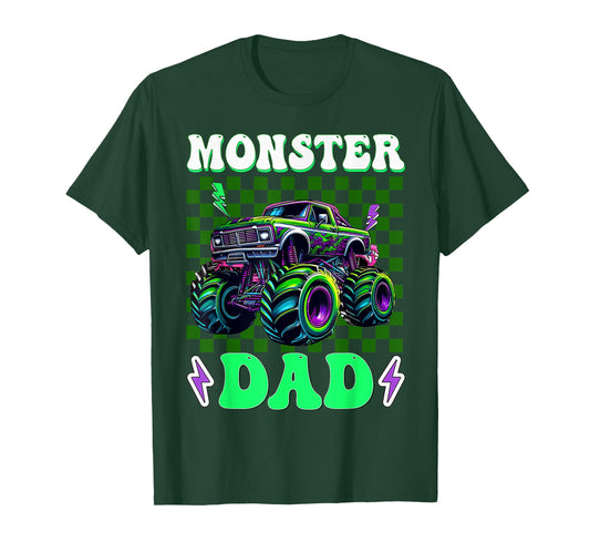 Funny Monster Truck Dad of The Birthday Boy Family Matching T-Shirt