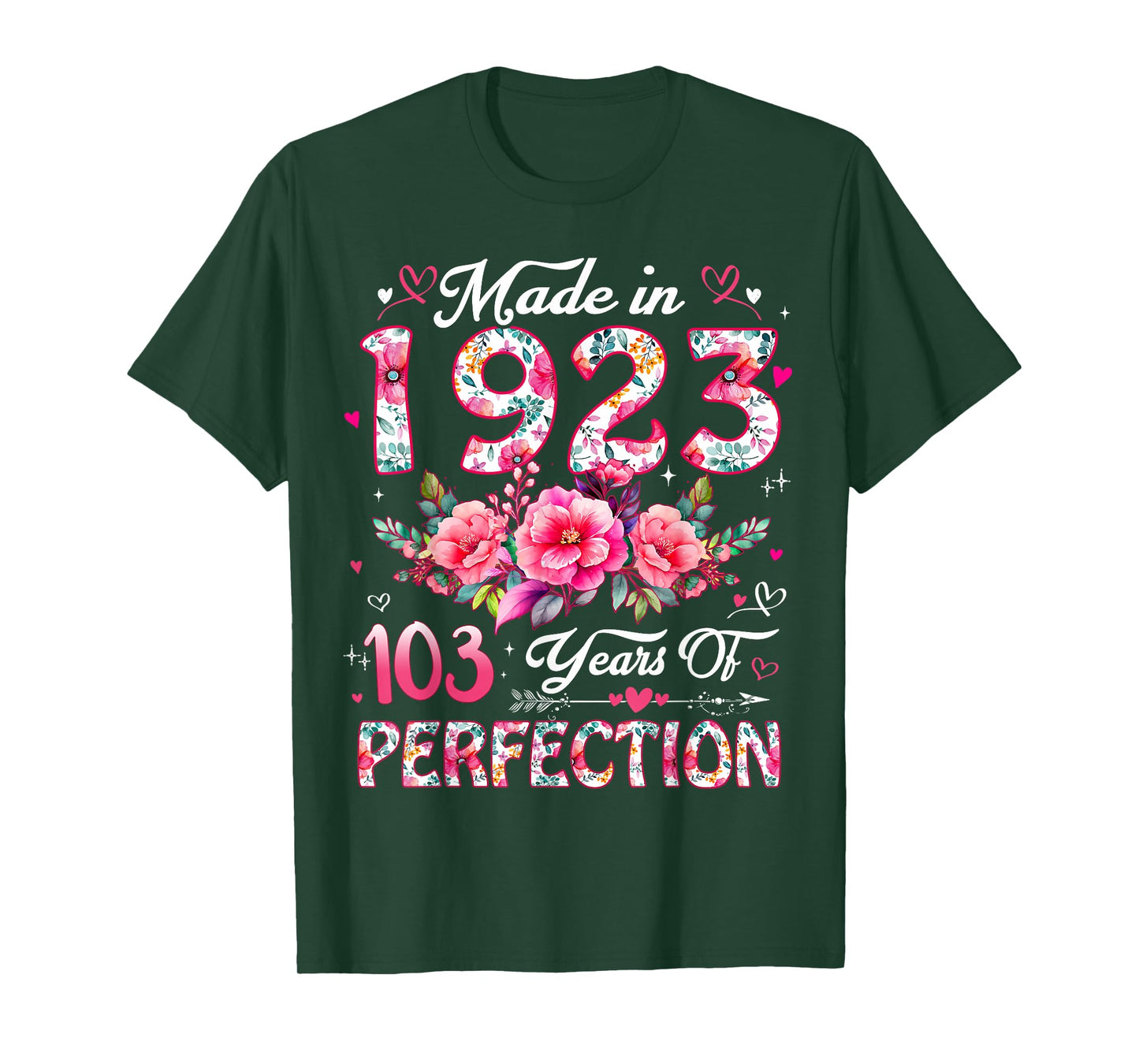 103 Year Old Made in 1923 Floral 103rd Birthday Women T-Shirt