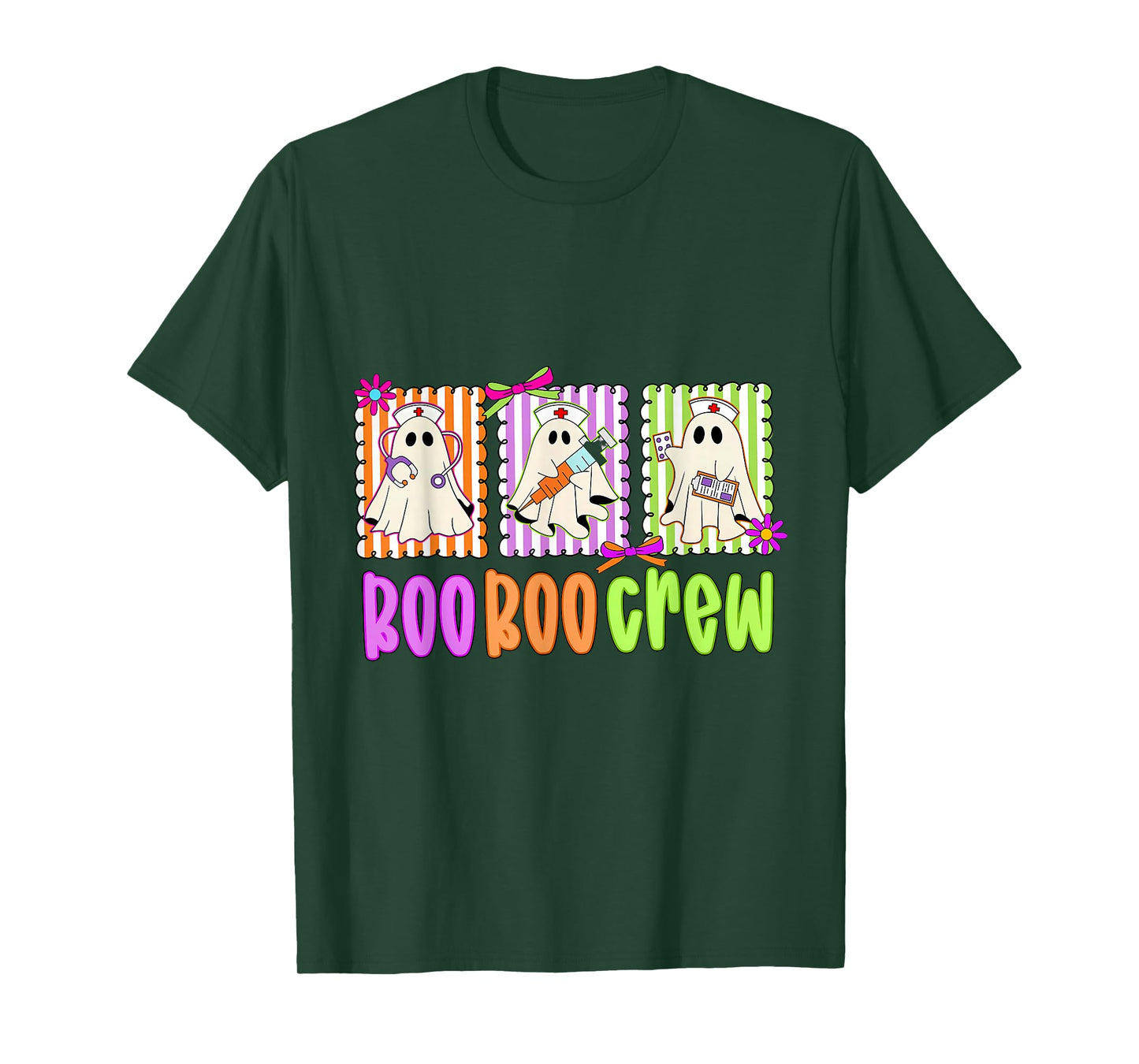 Ghost Nurse Halloween Pediatric Nurse Boo Boo Crew Funny T-Shirt