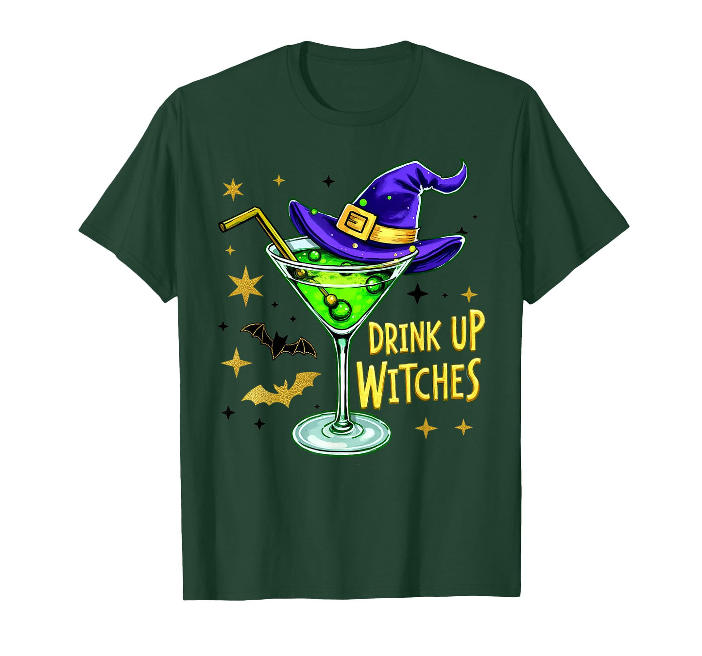 Drink Up Witches Funny Drinking Martini Cocktail Halloween T-Shirt