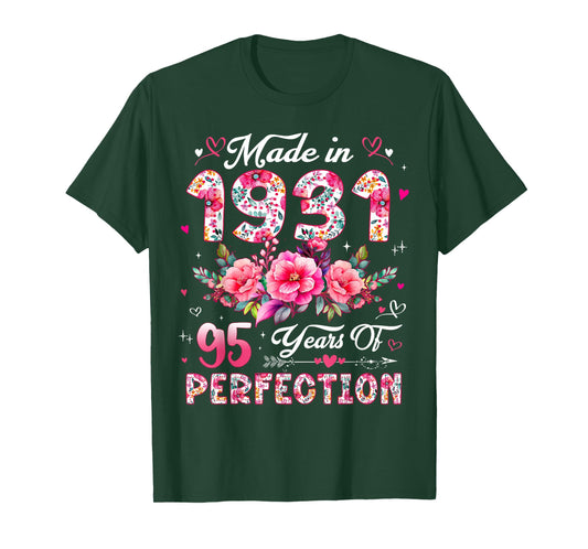 95 Year Old Made in 1931 Floral 95th Birthday Women T-Shirt