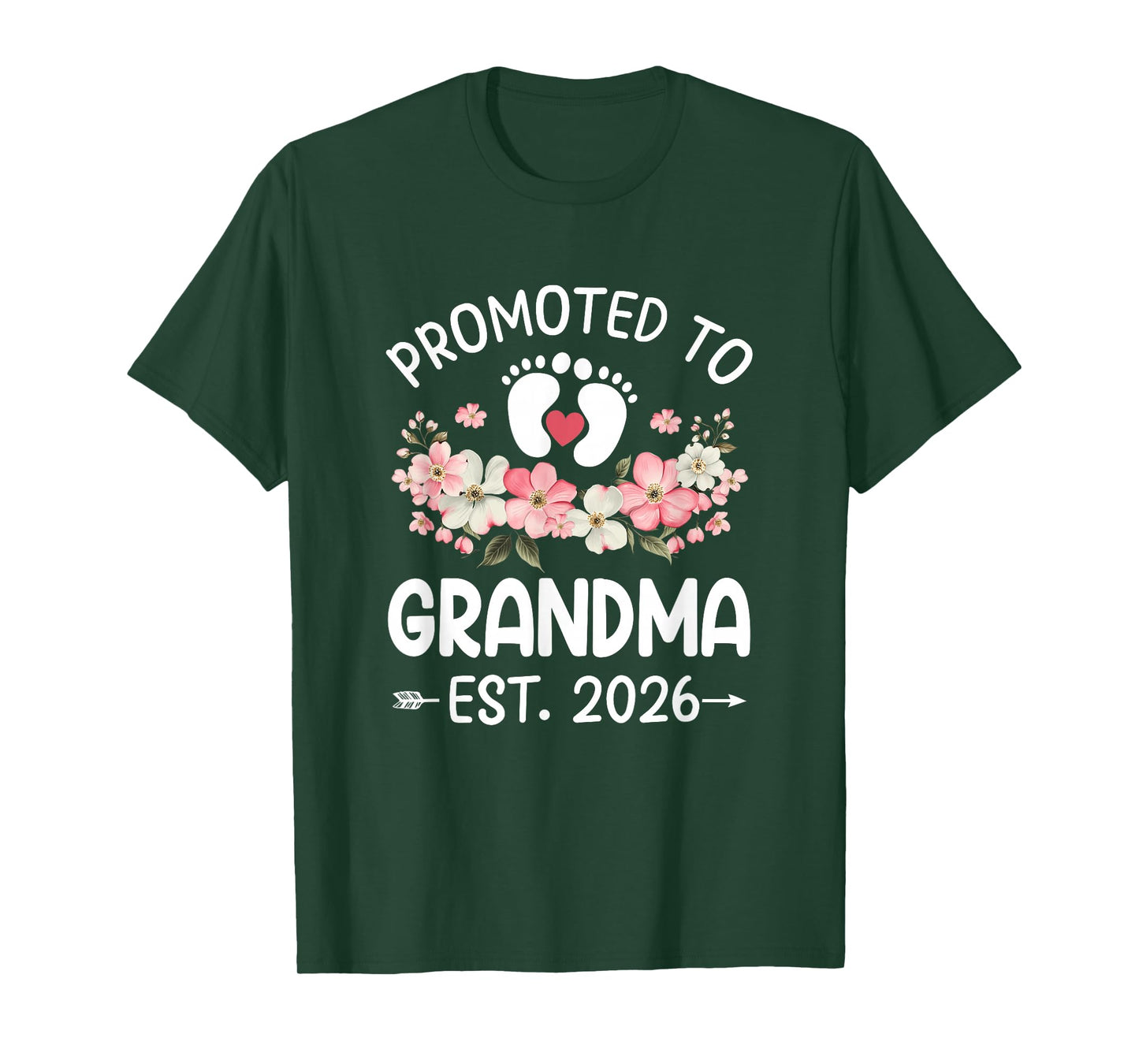 Promoted to Grandma 2026 First Time Floral New Grandma T-Shirt