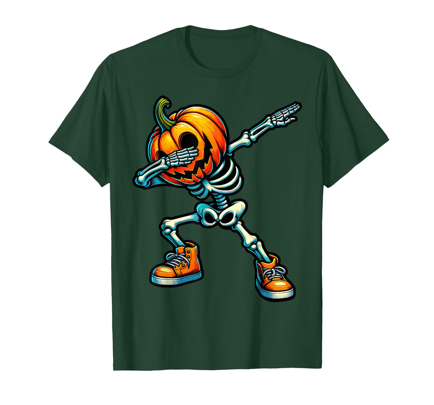 Dabbing Halloween Skeleton Boys Trick Treat Funny Pumpkin T-Shirt