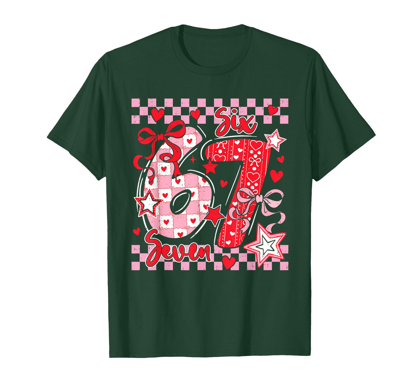 Six Seven 6 7 Meme 67 Bow Valentines Day GirlsTeens Youth T-Shirt