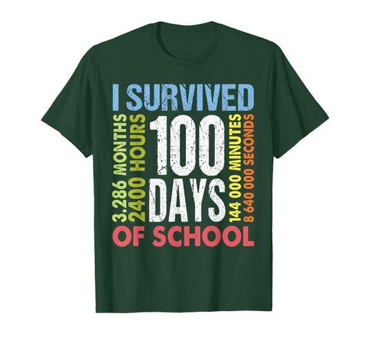 Funny I Survived 100 Days of School Boys Girls Teachers T-Shirt