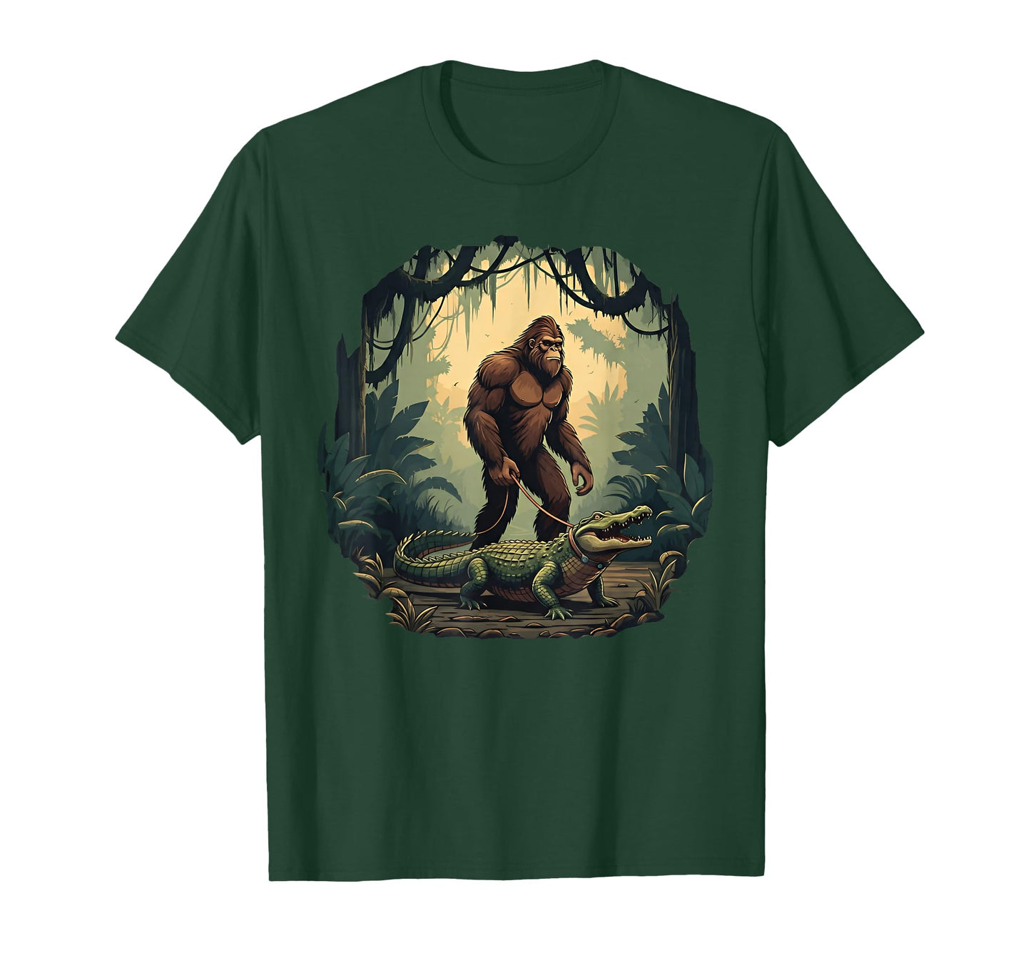 Funny Bigfoot Alligator Walking Pet Sasquatch Crocodile Love T-Shirt