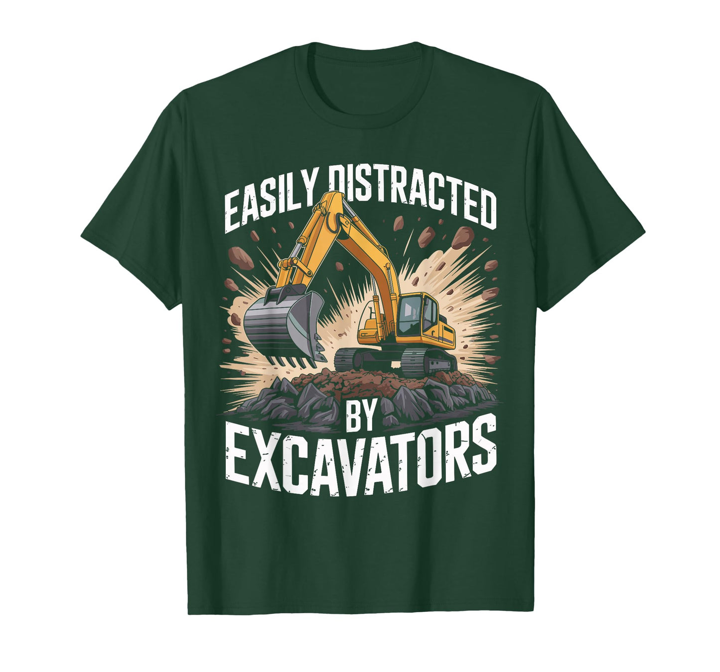 Easily Distracted by Excavators Construction Worker Mechanic T-Shirt